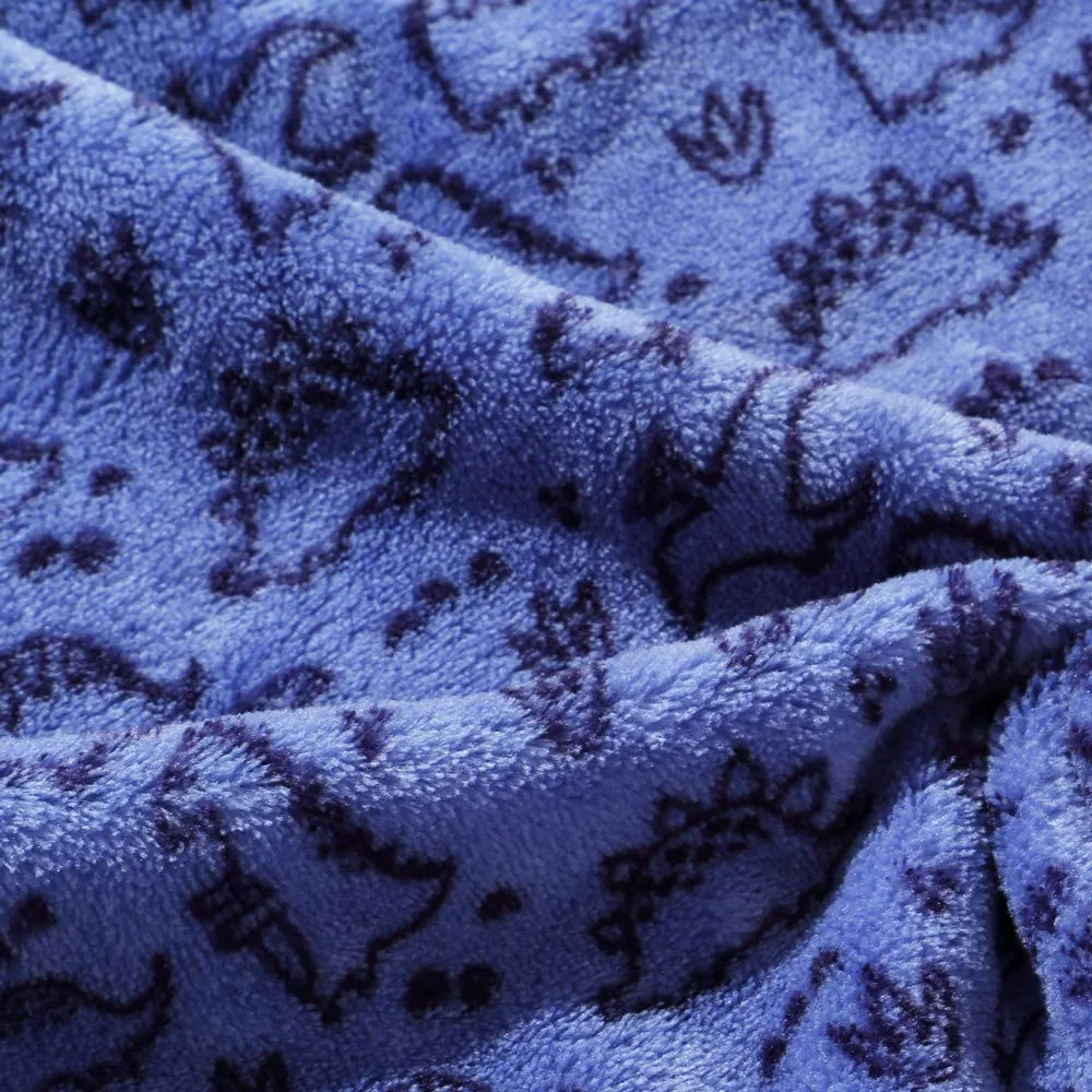 CREVENT, Copertina per bambini leggera, in soffice peluche, soffice, caldo e peloso, per culla e passeggino, 75 x 100 cm (blu, motivo con dinosauro) - immagine 3