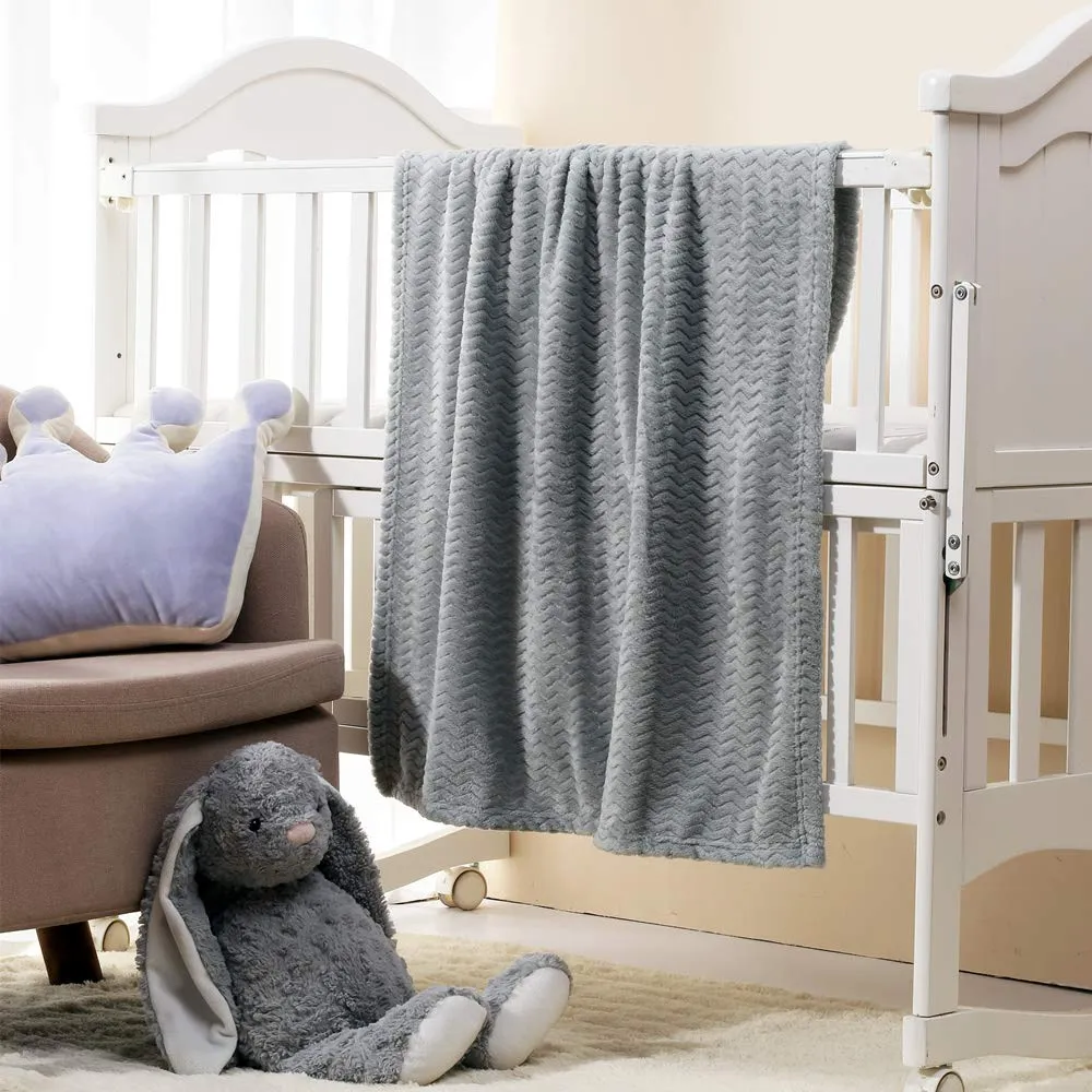 CREVENT Cozy Fluffy Warm Fleece Baby Culla Coperta per Unisex Bambino Culla Culla Culla Passeggino (75cmX100cm Wave Grey) - immagine 5