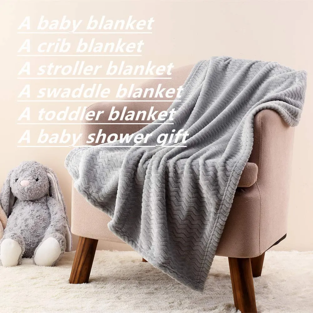 CREVENT Cozy Fluffy Warm Fleece Baby Culla Coperta per Unisex Bambino Culla Culla Culla Passeggino (75cmX100cm Wave Grey) - immagine 6