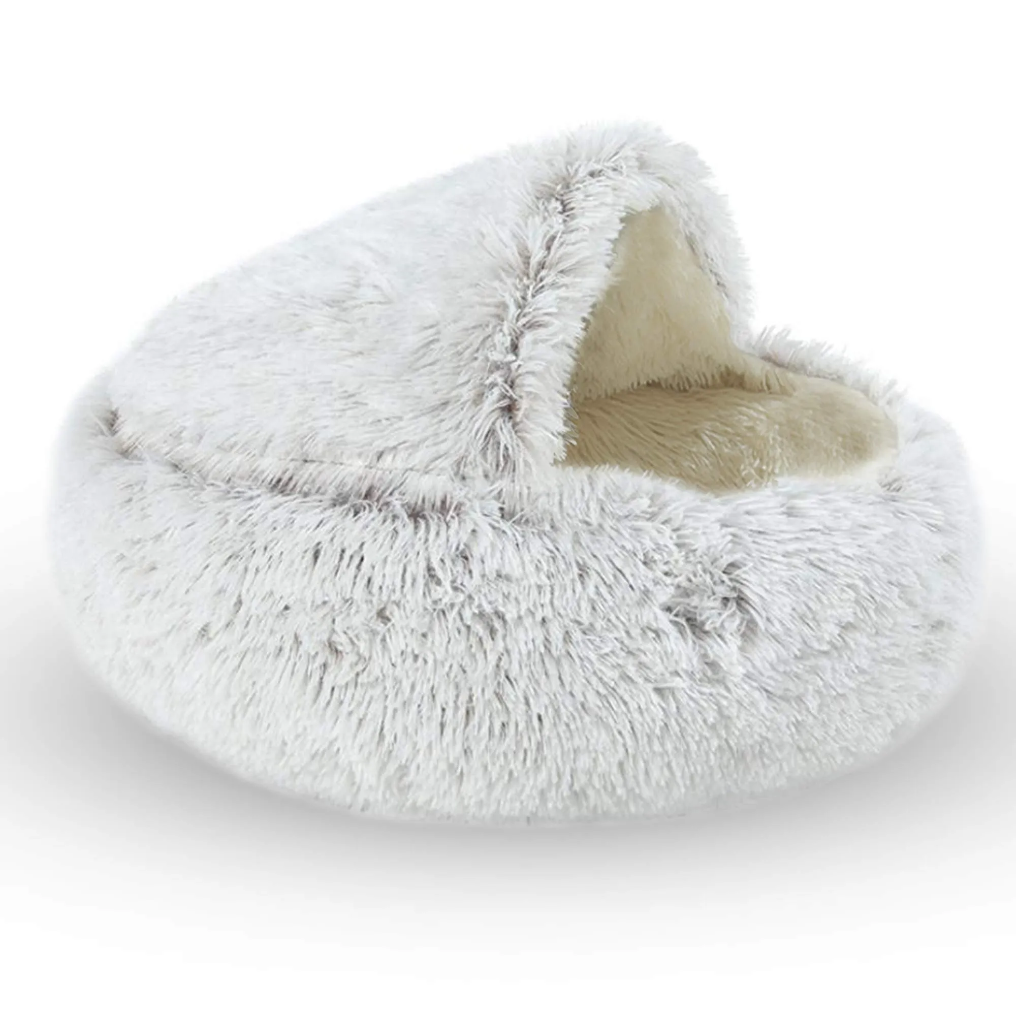 Queta Cuccia per Gatti Cani, 2 in 1 Lettino Morbido per Gatti Cani in Soffice Lanugine, Morbido in Uso Aperto e Caldo in Uso Semichiuso per Piccoli Animali Comestici, 40 x 40 cm - immagine 1