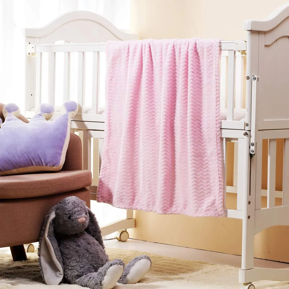CREVENT Luce Cozy Peluche Fluffy Warm Fleece Passeggino Coperta per i ragazzi e la ragazza Infante Bambino Culla Culla Passeggino (75cmX100cm Wave Baby Pink) - immagine 2