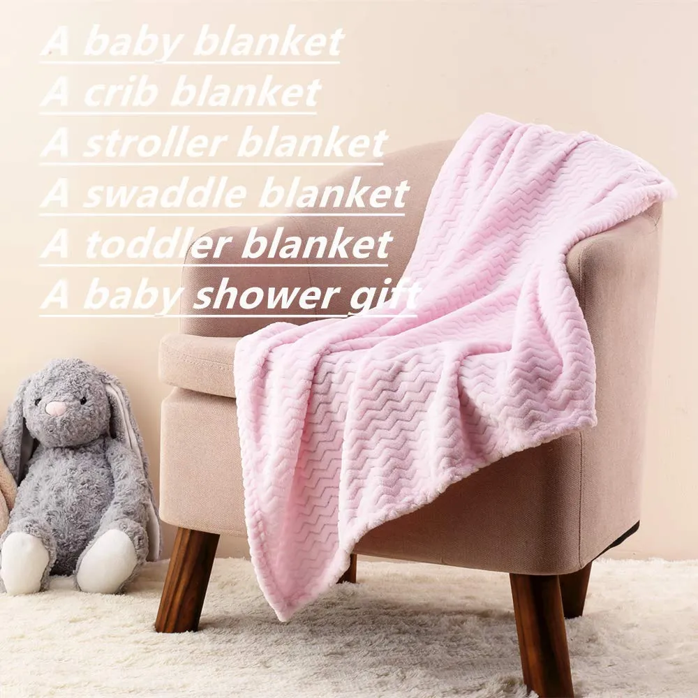 CREVENT Luce Cozy Peluche Fluffy Warm Fleece Passeggino Coperta per i ragazzi e la ragazza Infante Bambino Culla Culla Passeggino (75cmX100cm Wave Baby Pink) - immagine 5