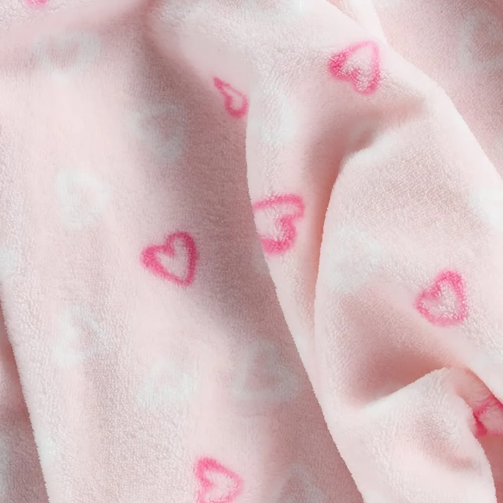 CREVENT - Coperta leggera, calda, morbida e accogliente in pile, per bambini e neonati, per passeggino e culla, 75 x 100 cm (cuore, rosa) - immagine 5
