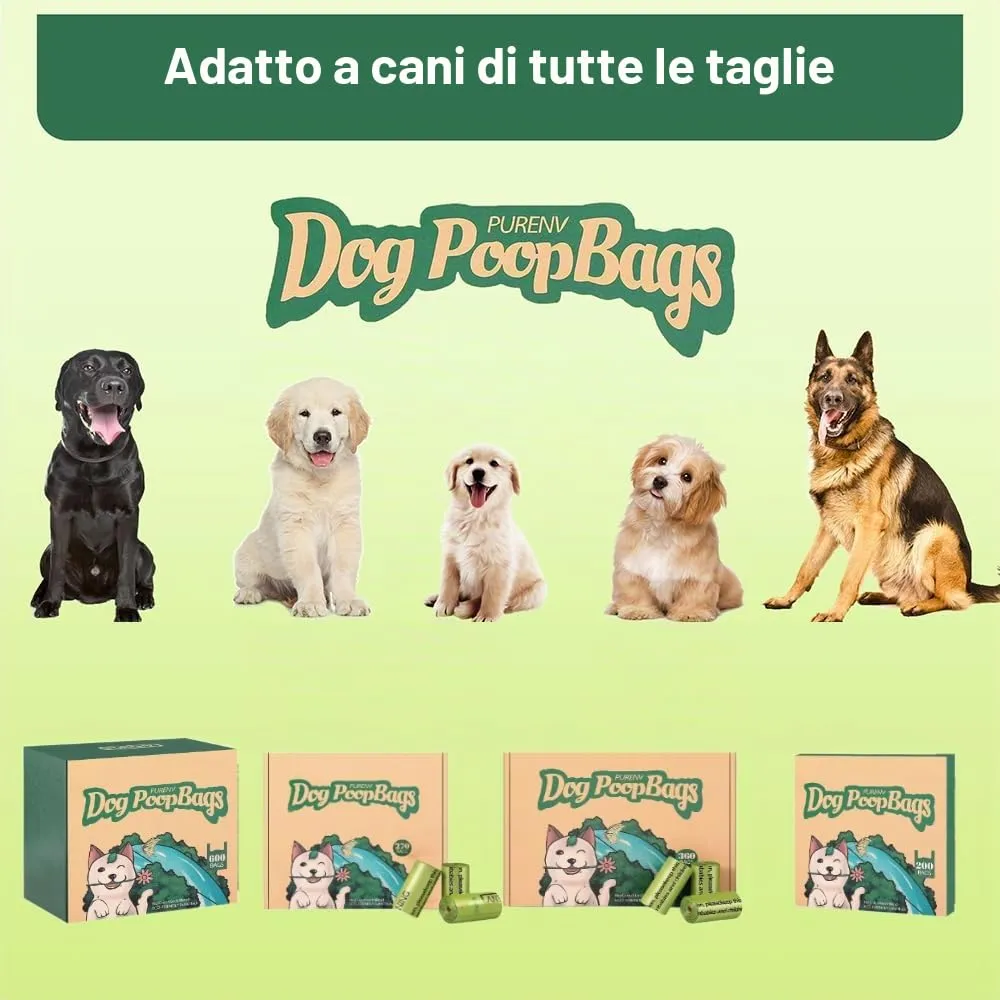 PURENV Biodegradabili Sacchetti Cane, 360 Sacchetti Extra Spesso a Prova di perdite, Sacchetti Cane Fatti da Miscela di Amido di Mais - immagine 6