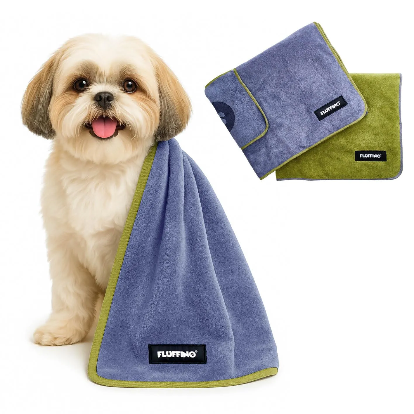 FLUFFINO® Set di 2 Asciugamani per Cani 90 x 50 cm per Cani di Piccola e Media Taglia, Estremamente assorbenti e Morbidi | Lavabili a 60°C, Asciugamano in Microfibra ad Asciugatura Rapida - immagine 1