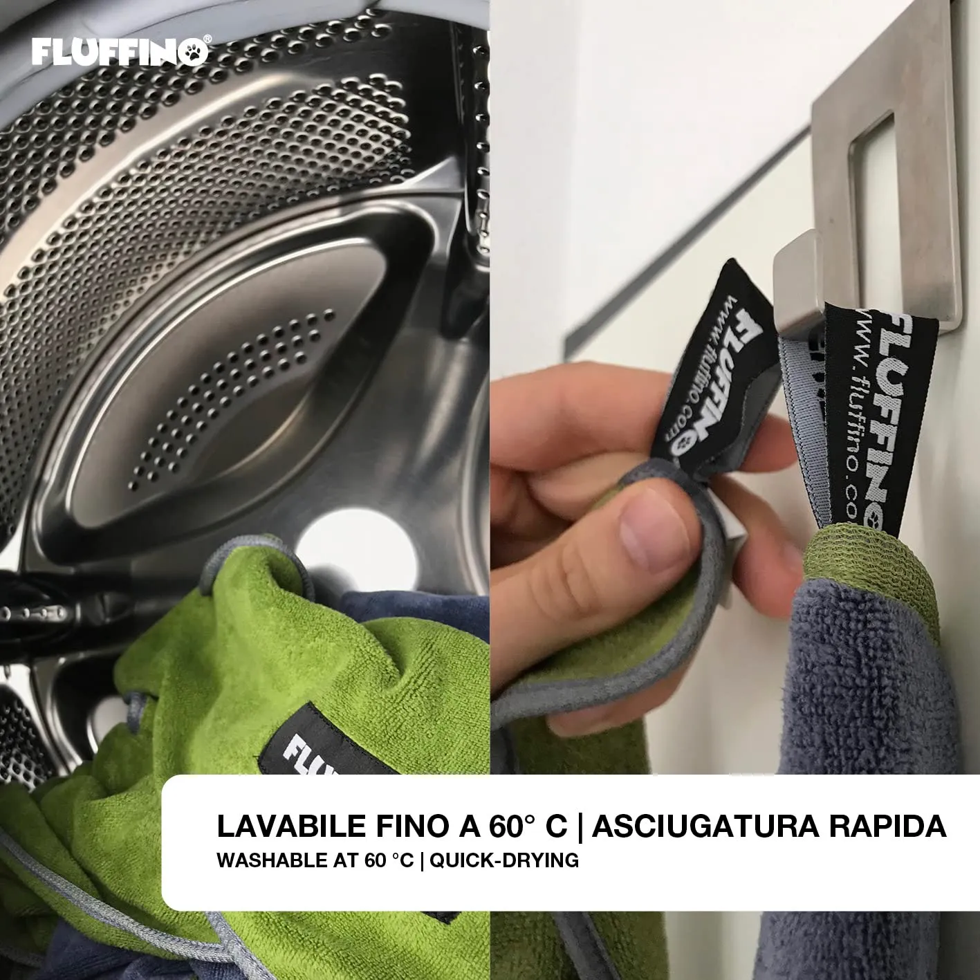 FLUFFINO® Set di 2 Asciugamani per Cani 90 x 50 cm per Cani di Piccola e Media Taglia, Estremamente assorbenti e Morbidi | Lavabili a 60°C, Asciugamano in Microfibra ad Asciugatura Rapida - immagine 4
