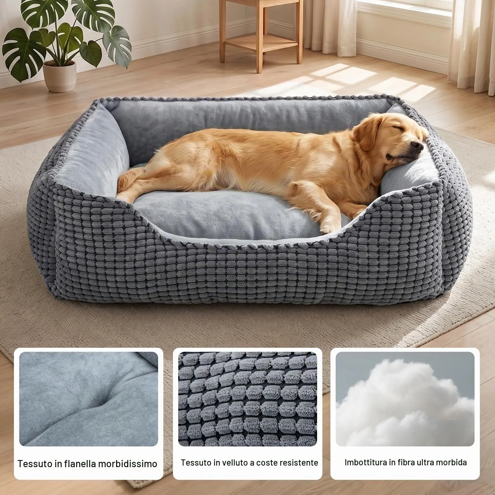 JOEJOY Cuccia Cane Interno Piccola, Cuccia per Cani Lavabile, 51x48x15cm - immagine 3