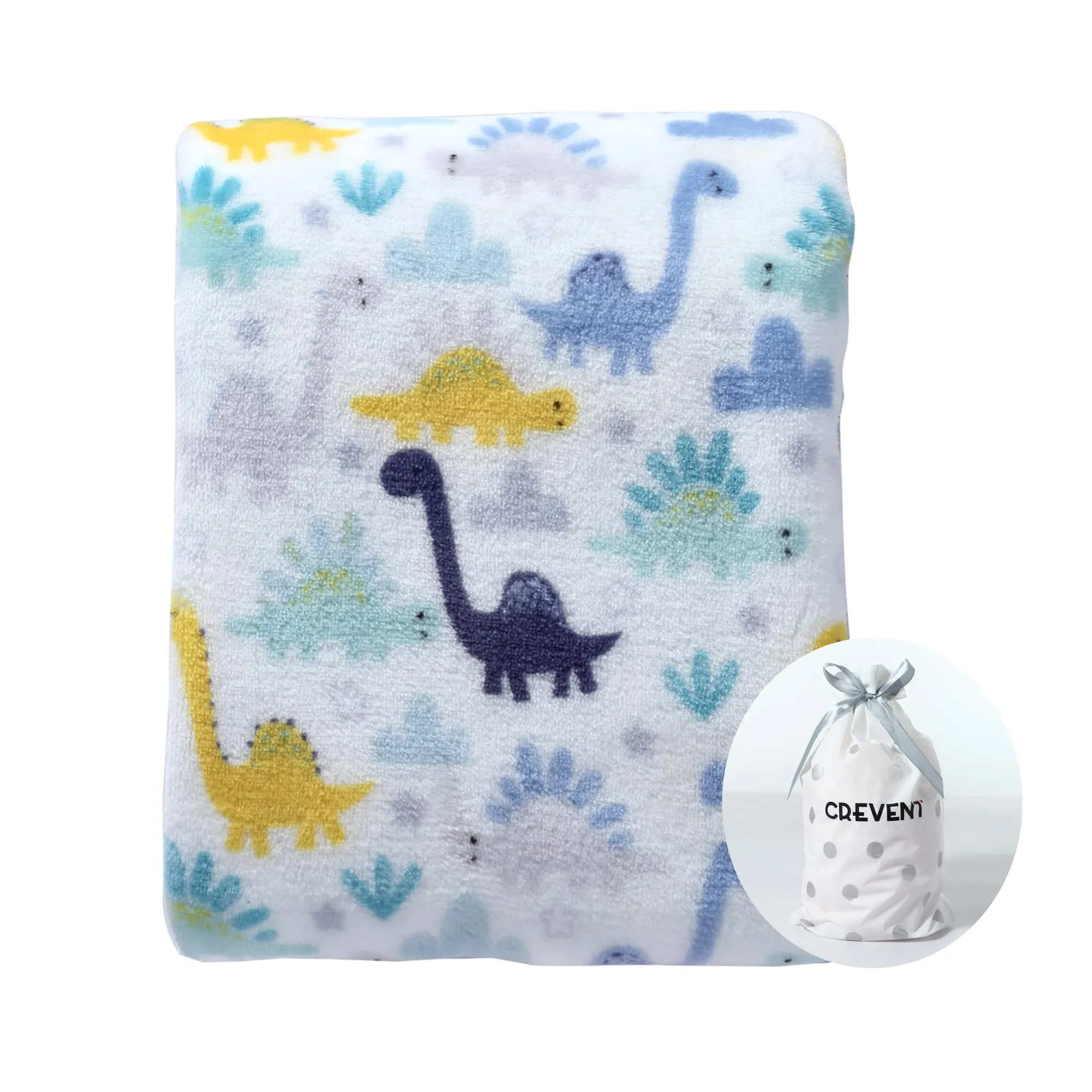 CREVENT Coperta in pile per neonati e bambini piccoli, per la culla e il passeggino, comoda e morbida, 75 x 100 cm, motivo dinosauro - immagine 1