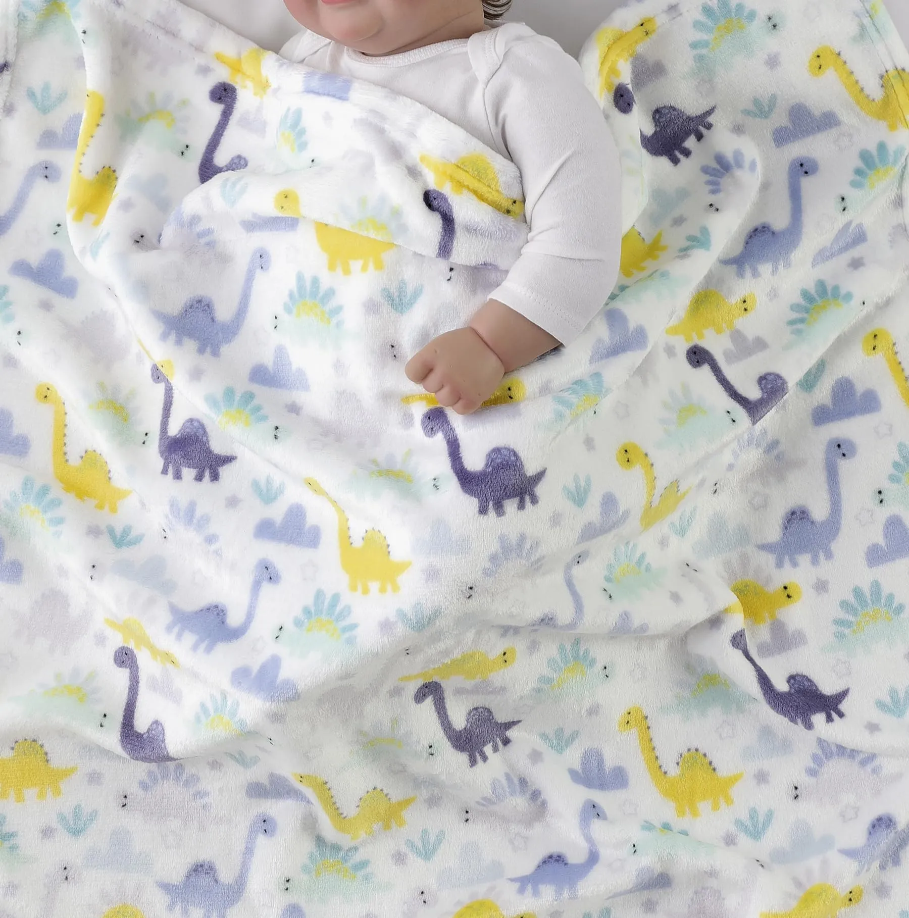 CREVENT Coperta in pile per neonati e bambini piccoli, per la culla e il passeggino, comoda e morbida, 75 x 100 cm, motivo dinosauro - immagine 3