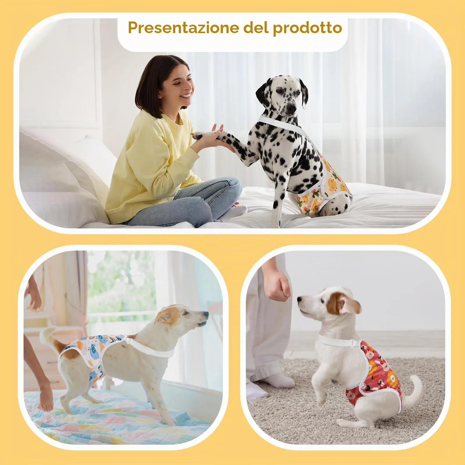 MICOOYO Mutandine per il ciclo del cane confezione da 3, pannolini riutilizzabili per cani femmine con bretelle regolabili, mutandine igieniche lavabili per cani femmine, gatti, cuccioli (Animals, S) - immagine 6