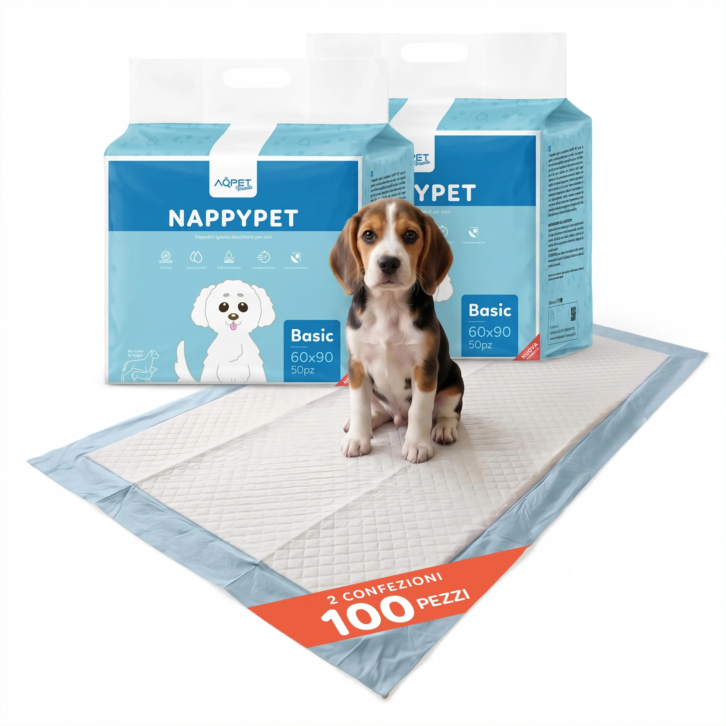 AQPET Tappetini Igienici Assorbenti per Cani e Cuccioli 60x90 cm, 100 Pezzi - immagine 1