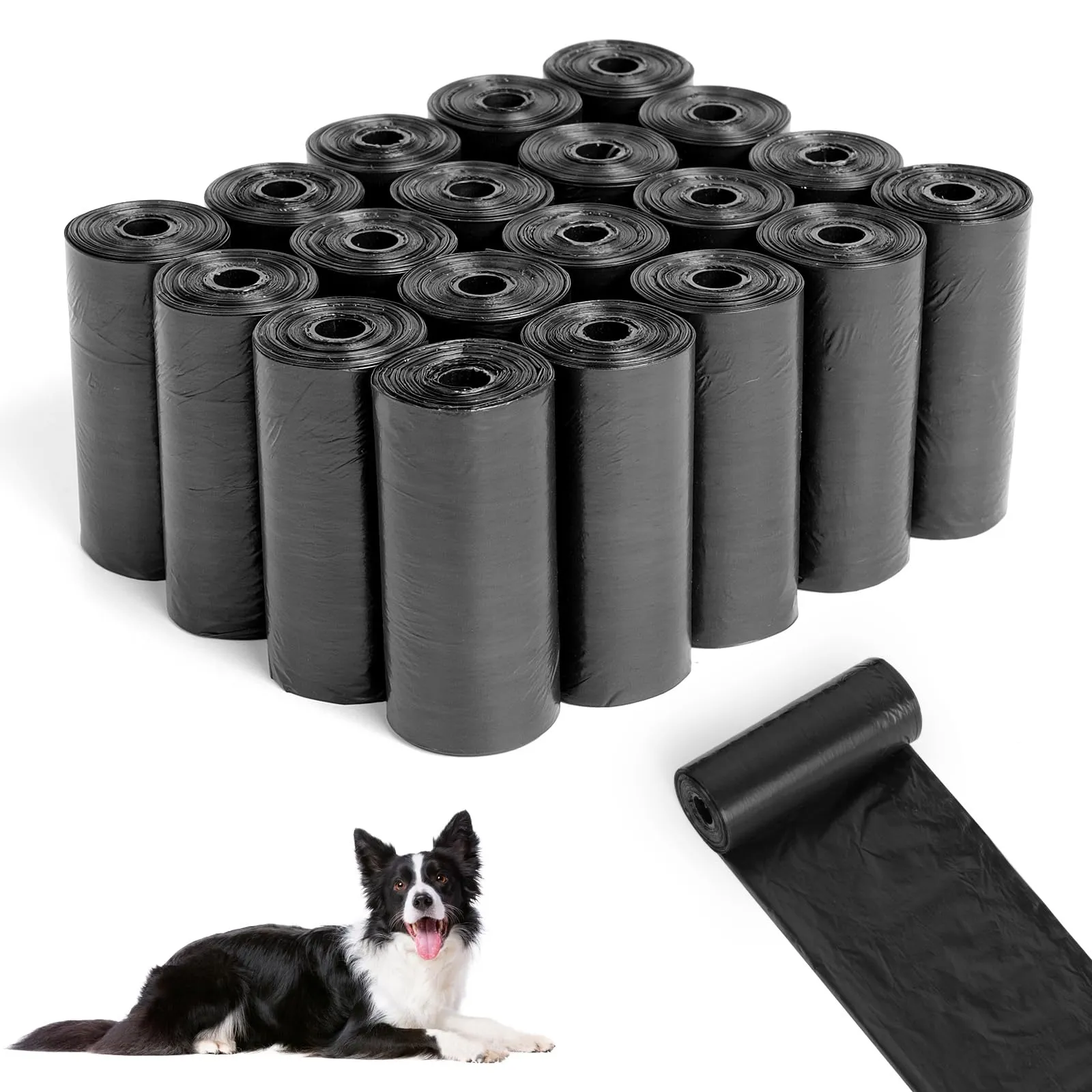 AiQInu 400 Pezzi Sacchetti Cane Cacca, Nero Sacchetti per Cani, Portatili Bustine Cane, Sacchetti per Escrementi di Cani, Spessi, 22 * 30cm (20 Rotoli, 20 per Rotolo) - immagine 1