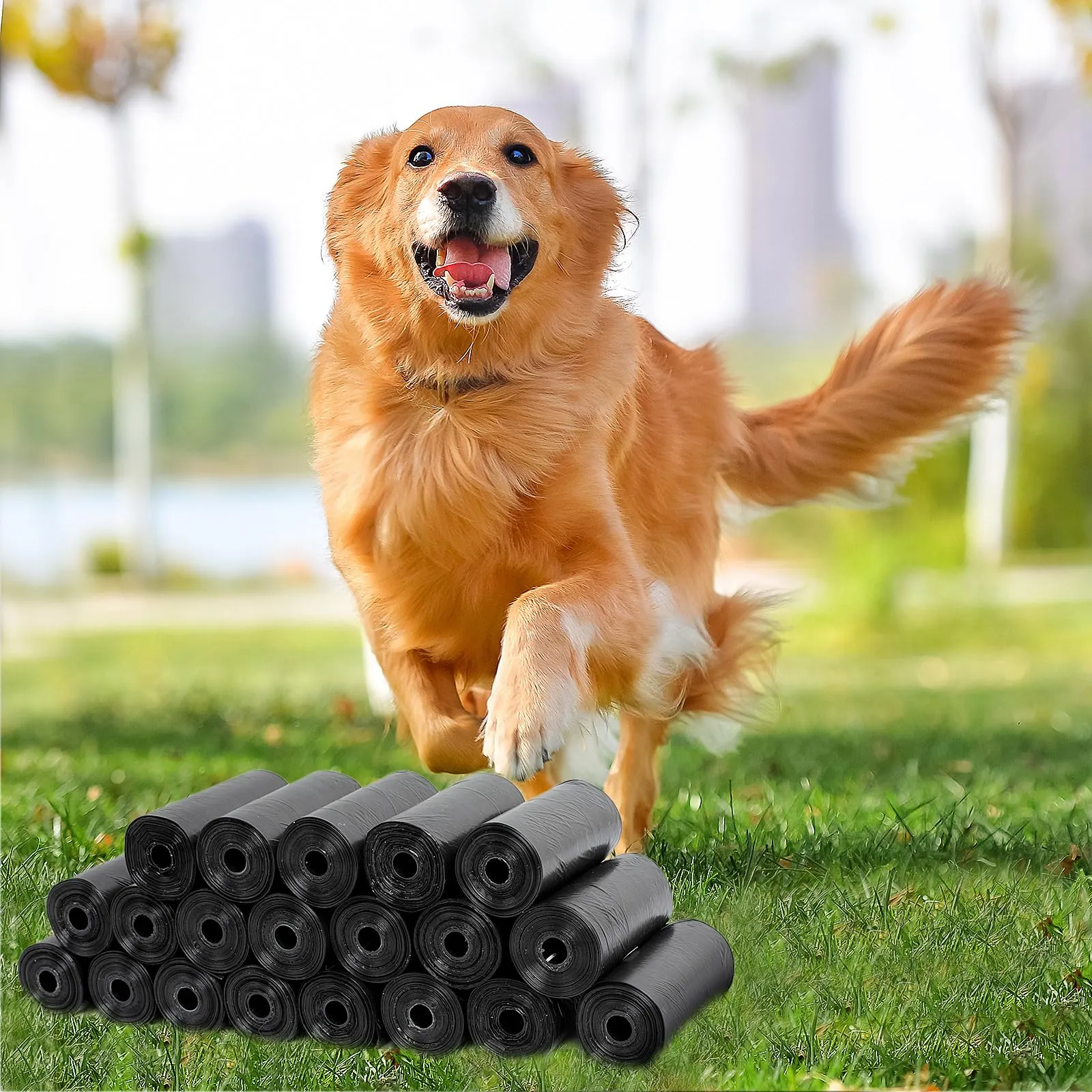 AiQInu 400 Pezzi Sacchetti Cane Cacca, Nero Sacchetti per Cani, Portatili Bustine Cane, Sacchetti per Escrementi di Cani, Spessi, 22 * 30cm (20 Rotoli, 20 per Rotolo) - immagine 5
