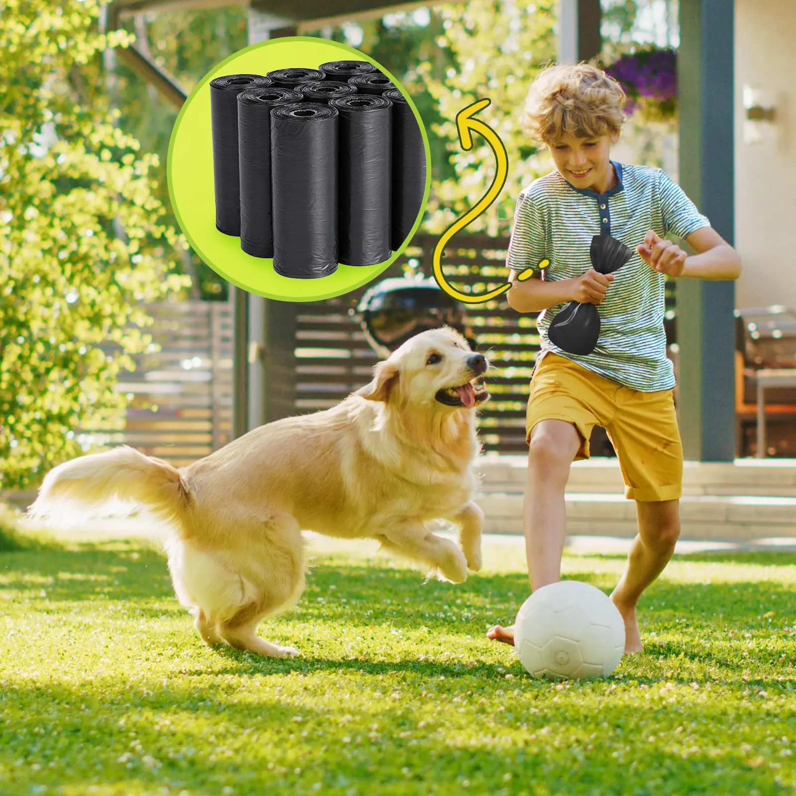AiQInu 400 Pezzi Sacchetti Cane Cacca, Nero Sacchetti per Cani, Portatili Bustine Cane, Sacchetti per Escrementi di Cani, Spessi, 22 * 30cm (20 Rotoli, 20 per Rotolo) - immagine 6