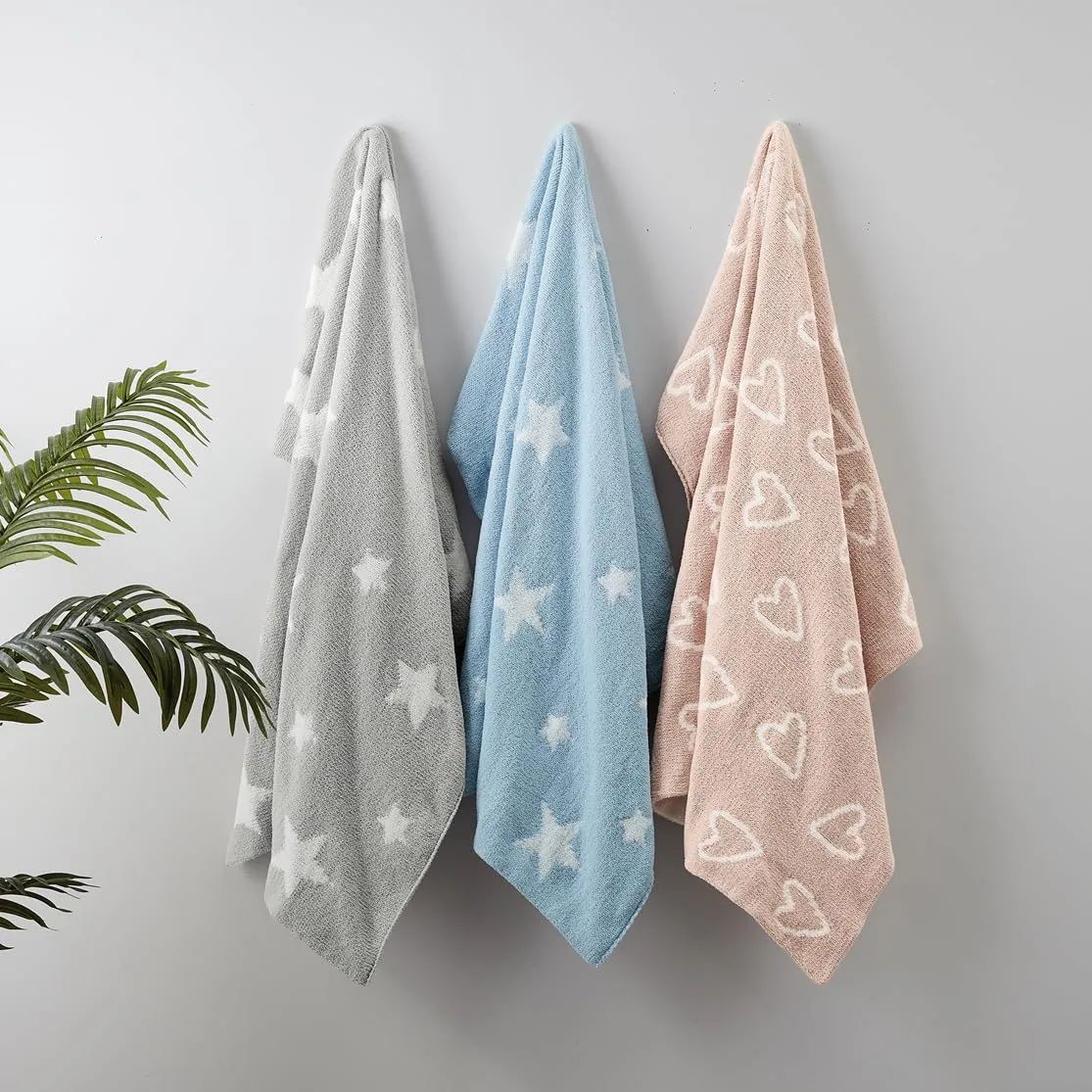 Crevent Copertina per bambini in ciniglia da 75 x 100 cm, confortevole, morbida e calda, adatta come regalo per neonati, bambini e baby shower, rosa, azzurro con stelle - immagine 8