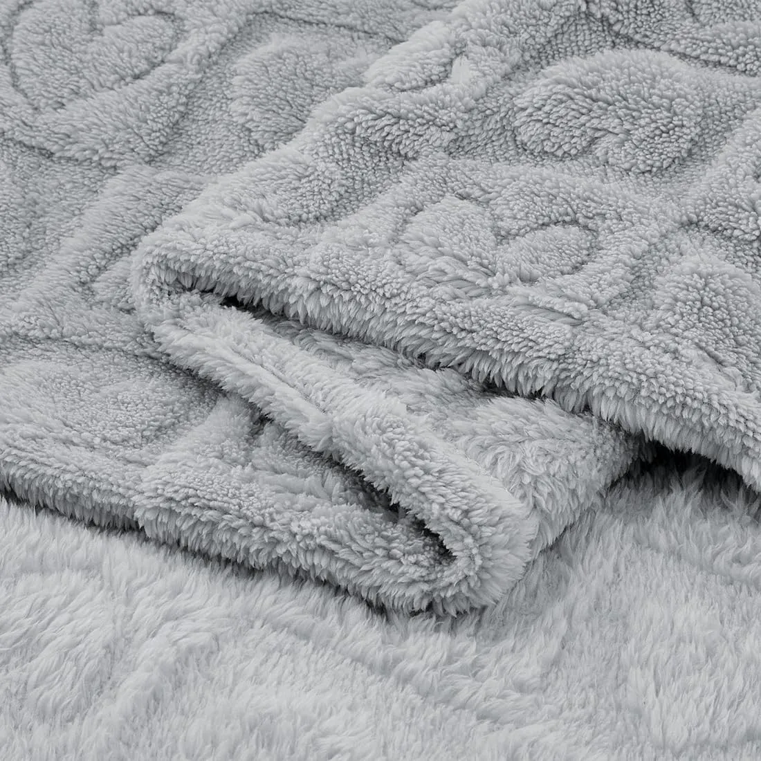 CREVENT Coperta per bambini in sherpa, 75 x 100 cm, morbida e calda, per bambine e ragazzi, essenziale per neonati, regalo per baby shower, motivo cuore grigio - immagine 7