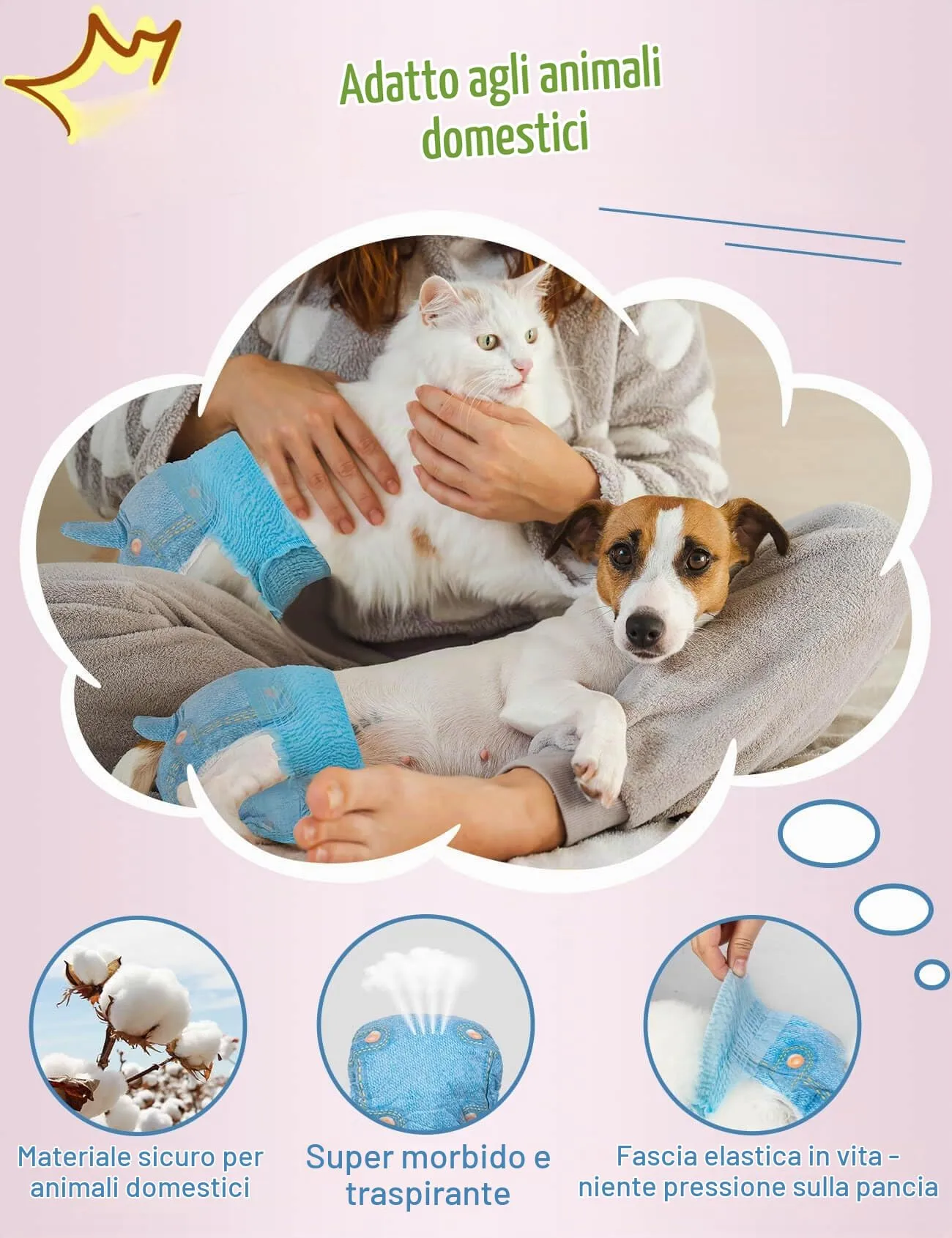 DONO Pannolini Cani Femmine, 10 pezzi, mutandine mestruali per cani con elastico in vita, pannolini pull-up Dogie, super assorbenti, M (30-50 cm) - immagine 5