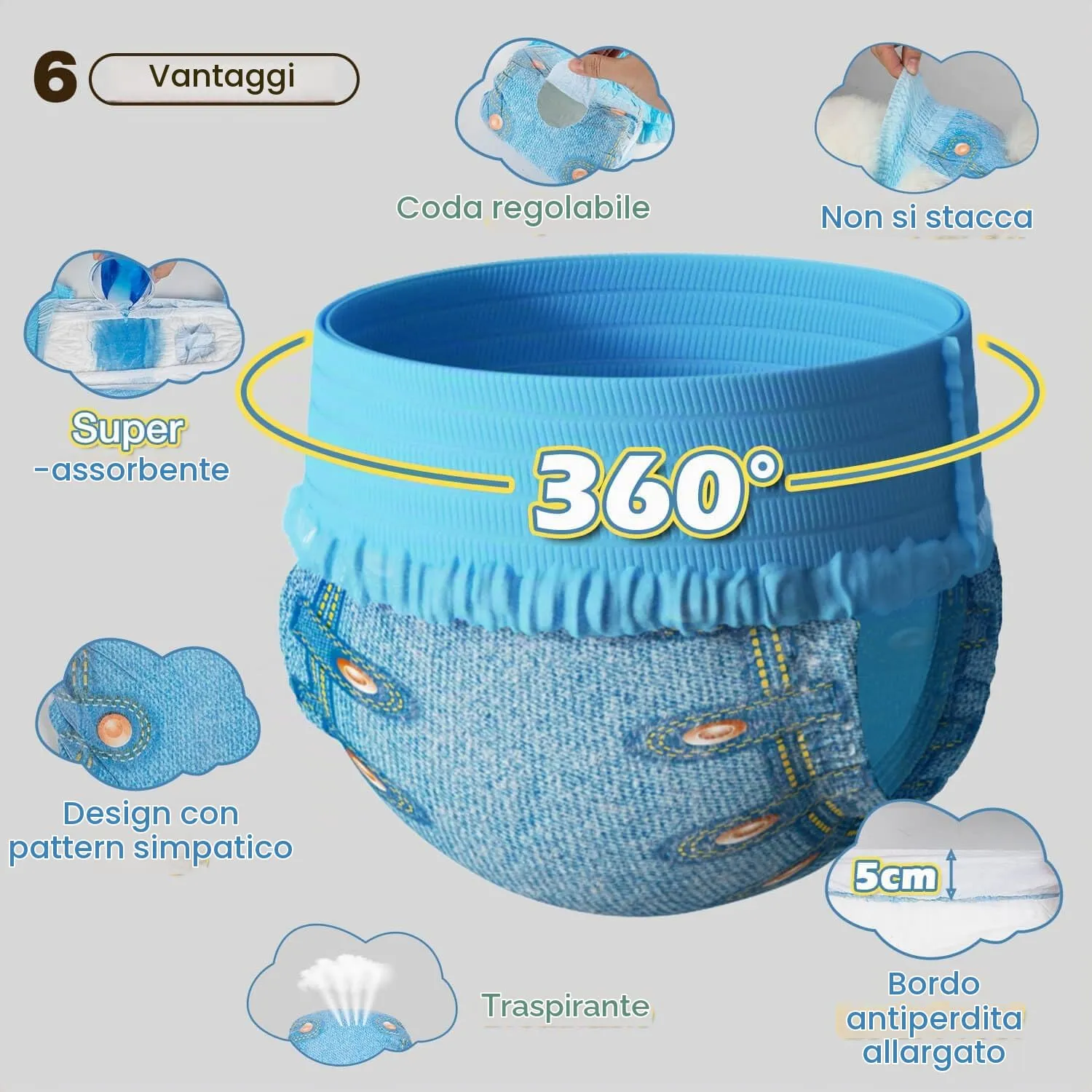 DONO Pannolini Cani Femmine, 10 pezzi, mutandine mestruali per cani con elastico in vita, pannolini pull-up Dogie, super assorbenti, M (30-50 cm) - immagine 8