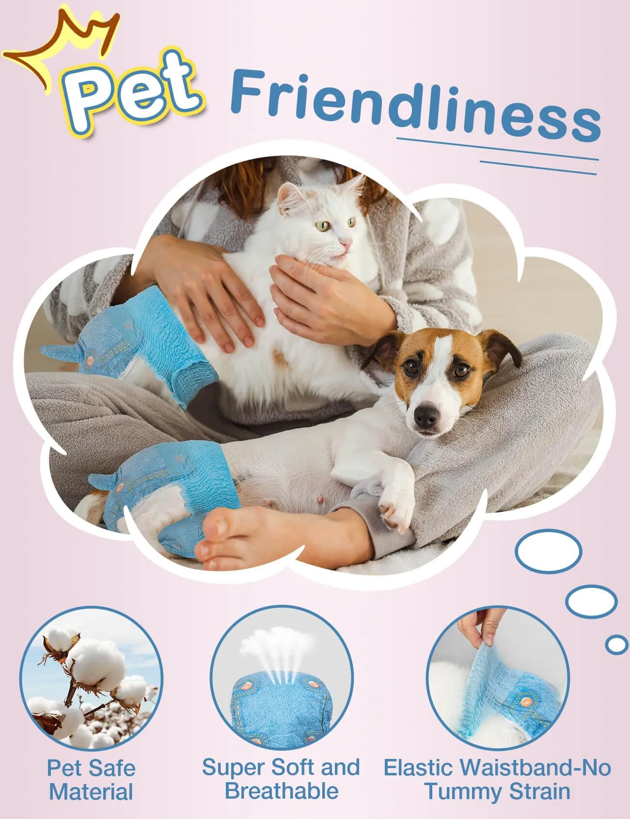 DONO Pannolini Cani Femmine, 10 pezzi, mutandine mestruali per cani con elastico in vita, pannolini pull-up Dogie, super assorbenti, XL (38-58 cm) - immagine 5