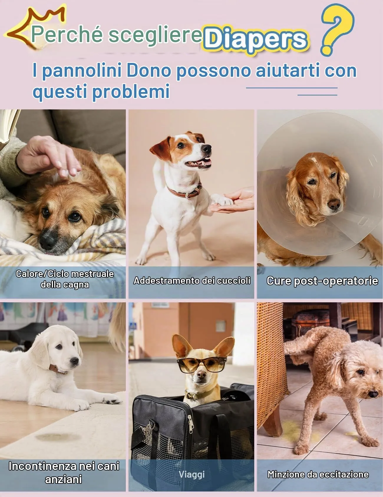 DONO Pannolini Cani Femmine, 10 pezzi, mutandine mestruali per cani con elastico in vita, pannolini pull-up Dogie, super assorbenti, S (26-46 cm) - immagine 7