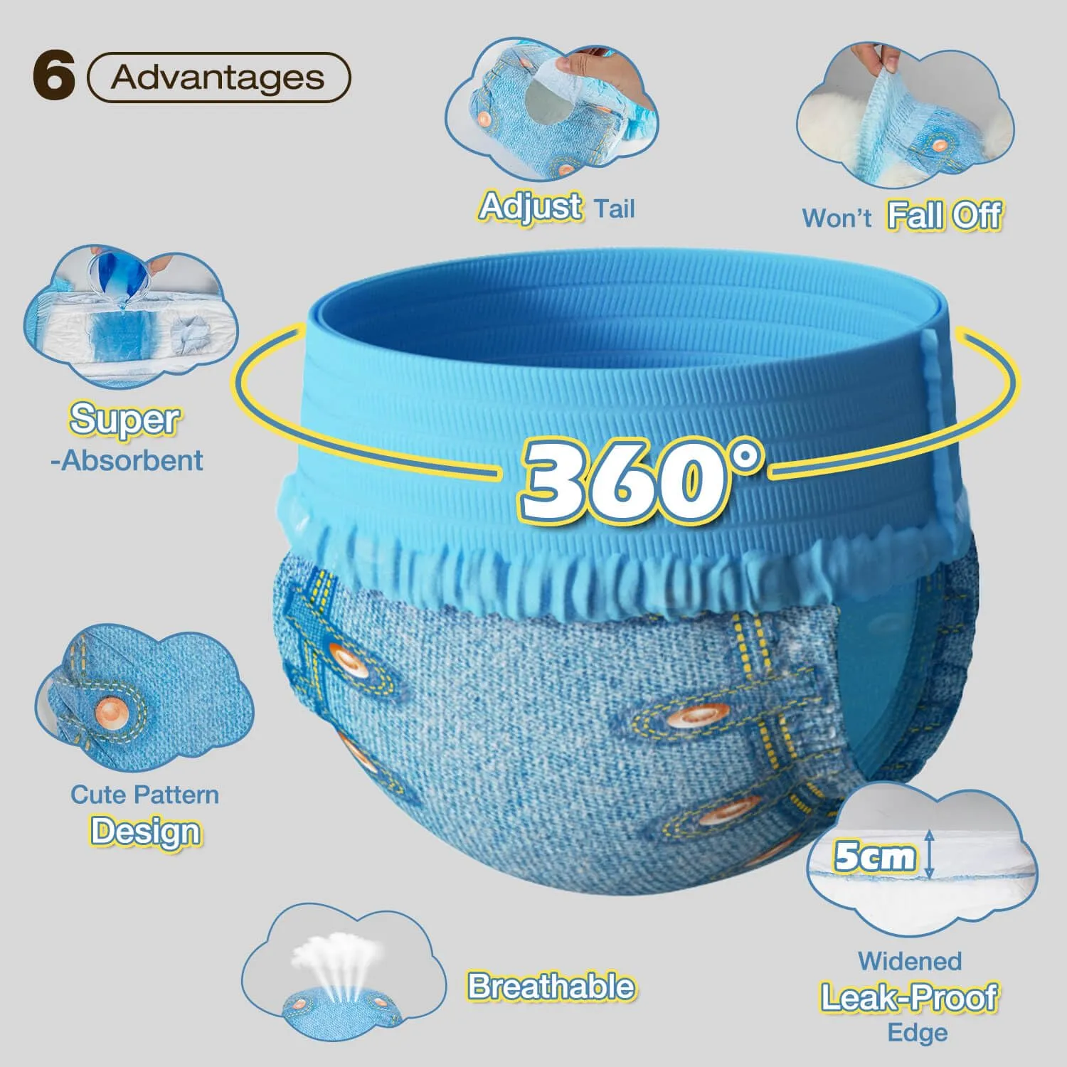 DONO Pannolini Cani Femmine, 40 pezzi, mutandine mestruali per cani con elastico in vita, pannolini pull-up Dogie, super assorbenti, L (34-54 cm) - immagine 8