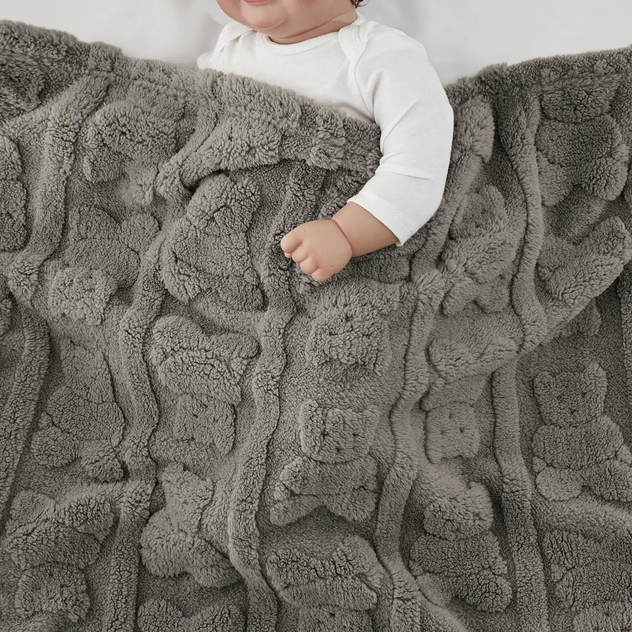 CREVENT Coperta morbida e calda in sherpa per bambine e ragazzi, essenziale per neonati, regalo per baby shower, 75 x 100 cm - immagine 3