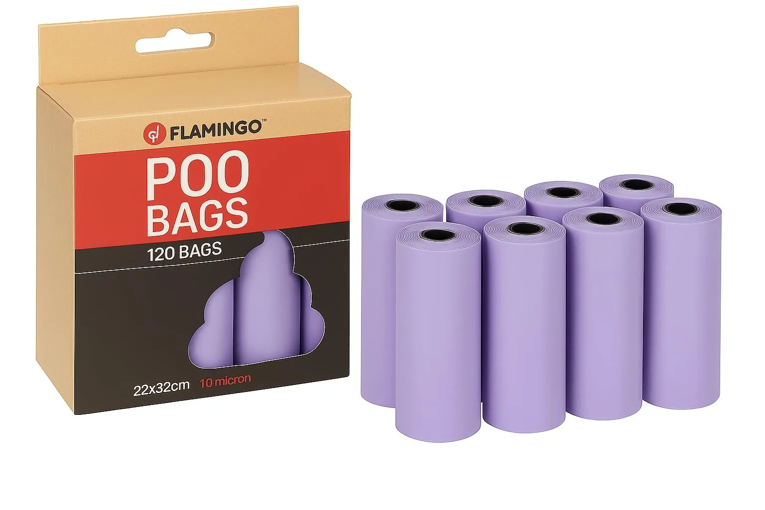 Sacchetti cane cacca – 120 pezzi biodegradabili – 22x32 cm – Colore viola – Flamingo - immagine 1