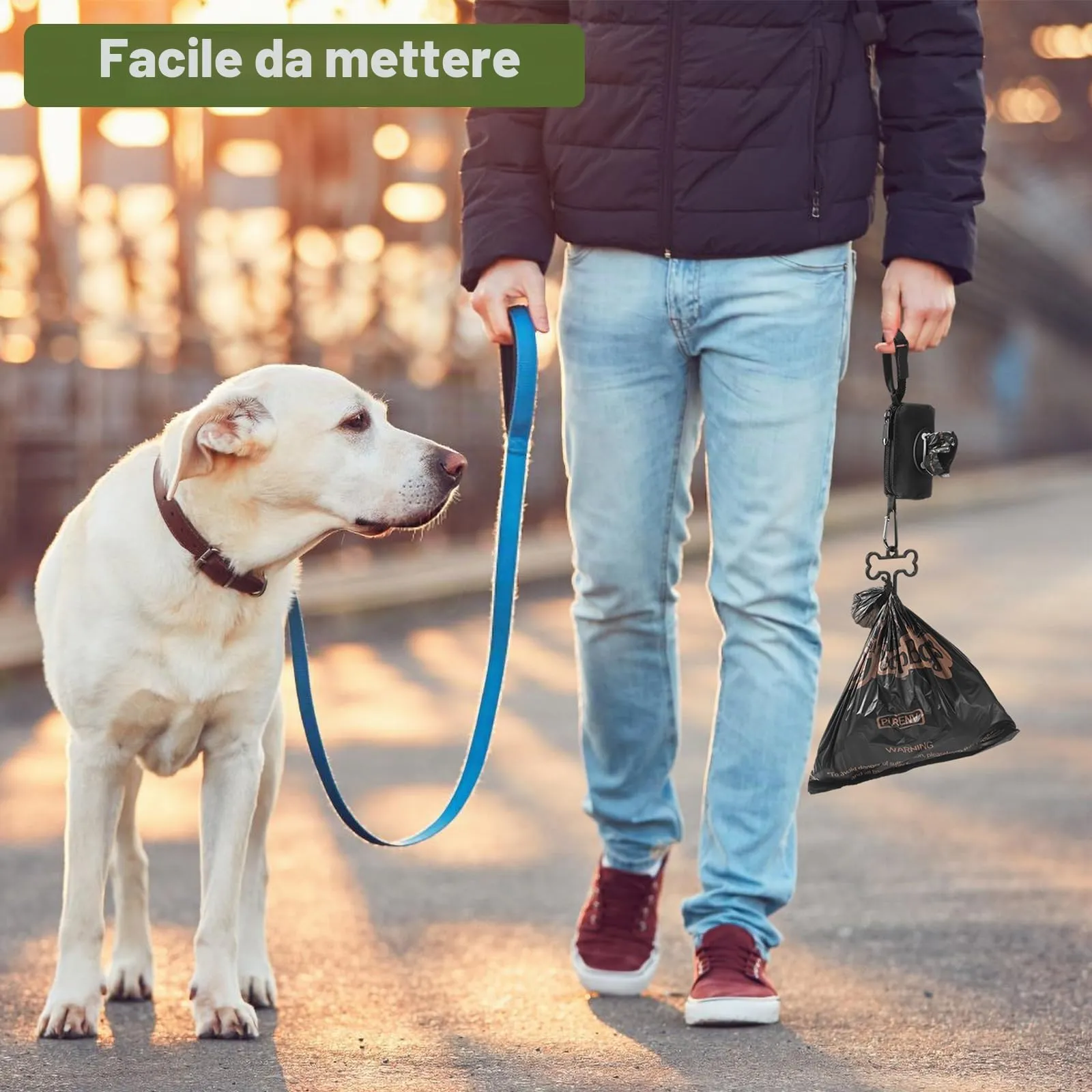 PURENV Biodegradabili Sacchetti Cane, 540 Sacchetti Extra Spesso a Prova di perdite, Sacchetti Cane Fatti da Miscela di Amido di Mais, Con Dispenser E Porta Sacchetti - immagine 5