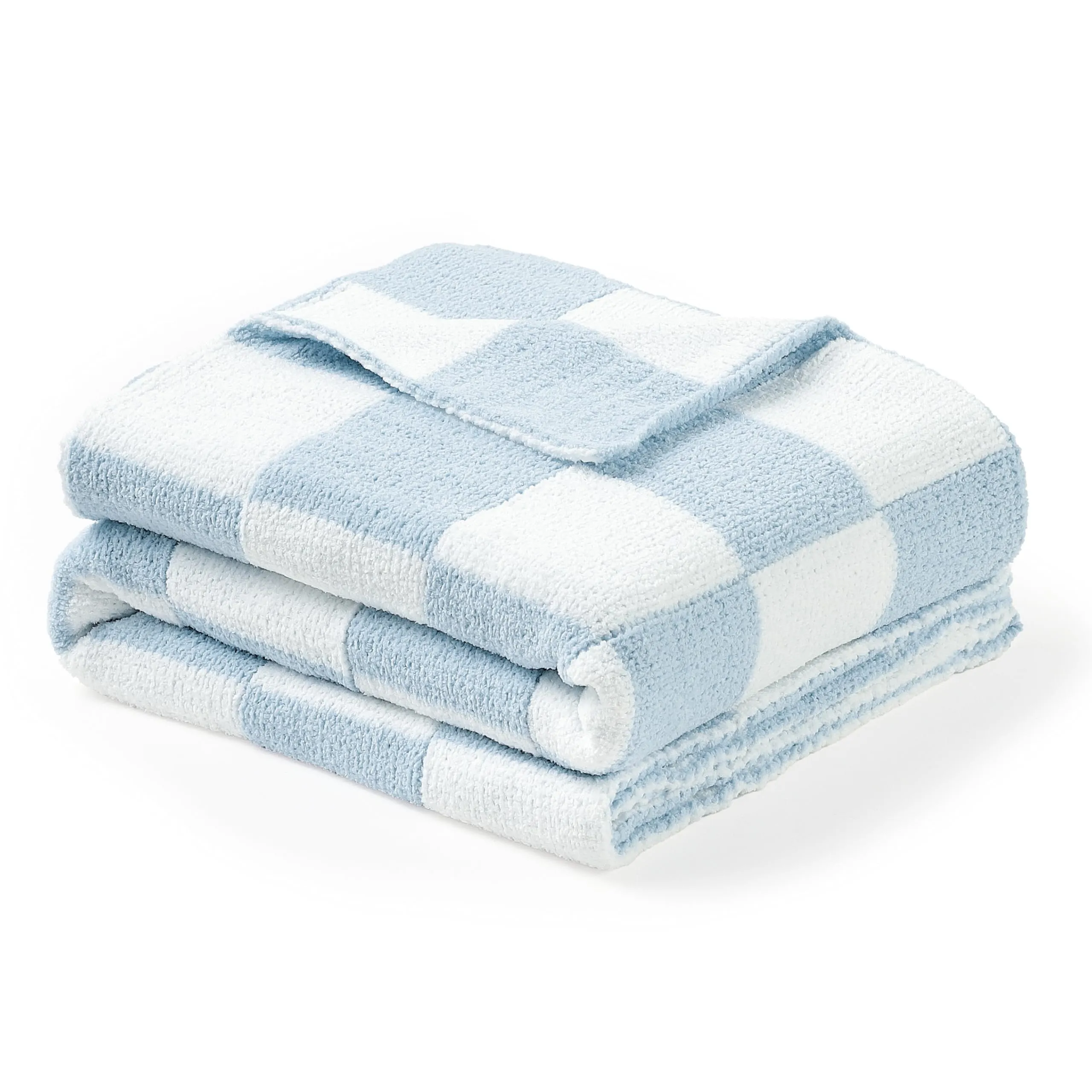 CREVENT Coperta morbida e calda in ciniglia per neonati, ideale come regalo di ricevimento, a quadretti, 75 x 100 cm - immagine 1