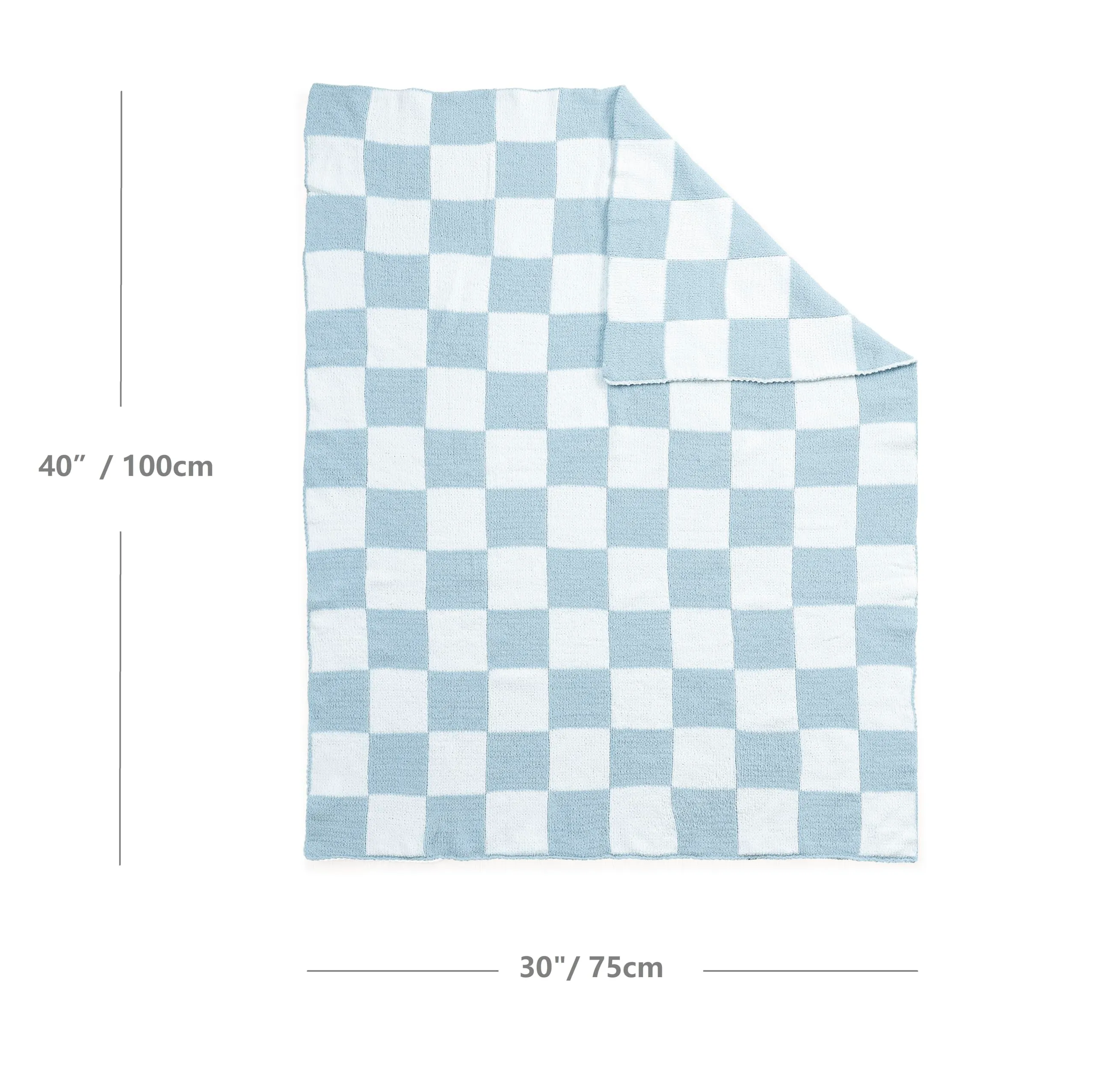 CREVENT Coperta morbida e calda in ciniglia per neonati, ideale come regalo di ricevimento, a quadretti, 75 x 100 cm - immagine 5