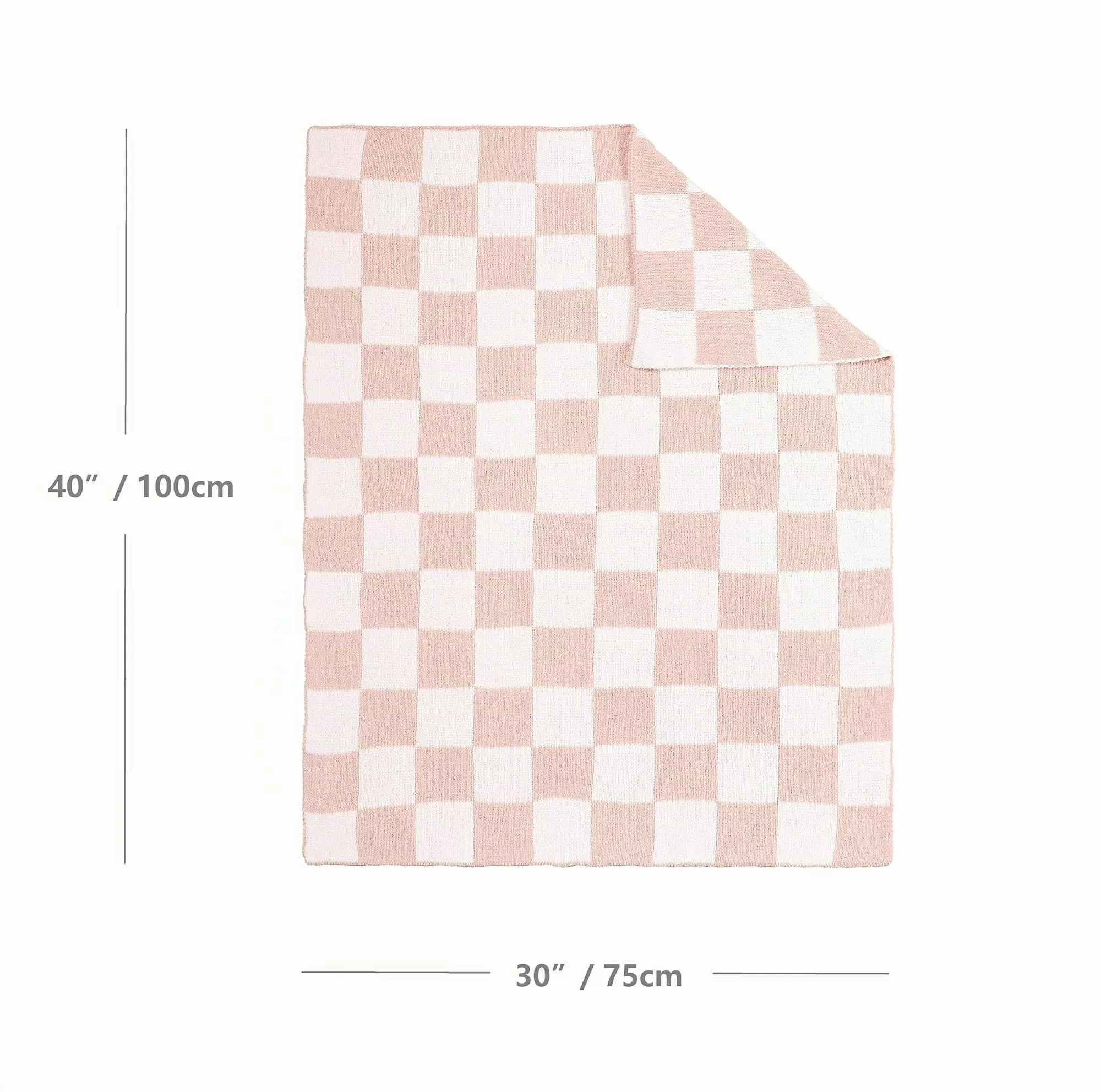 CREVENT Coperta morbida e calda in ciniglia per neonati, ideale come regalo di ricevimento, a quadretti, 75 x 100 cm, colore: rosa - immagine 5