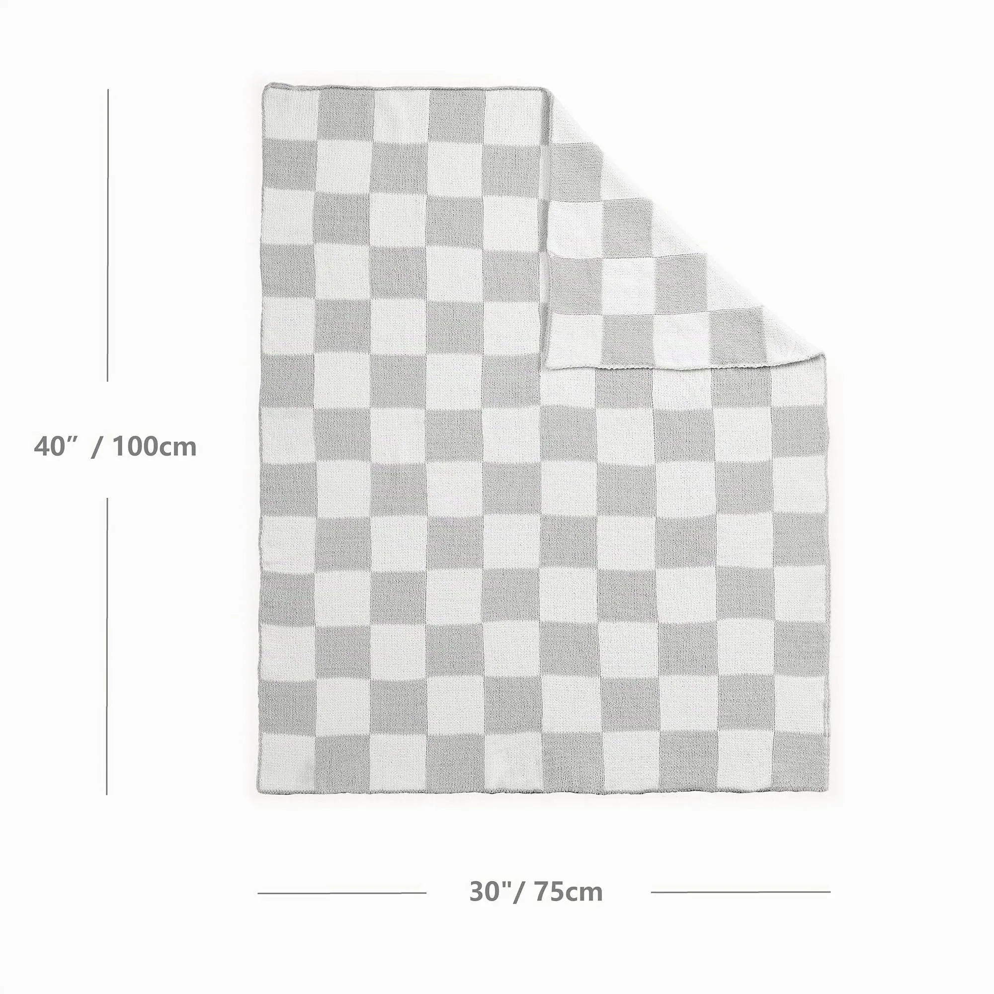 CREVENT Coperta morbida e calda in ciniglia per bambine e ragazzi, essenziale per neonati, regalo per baby shower, 75 x 100 cm, colore: grigio a quadri - immagine 5