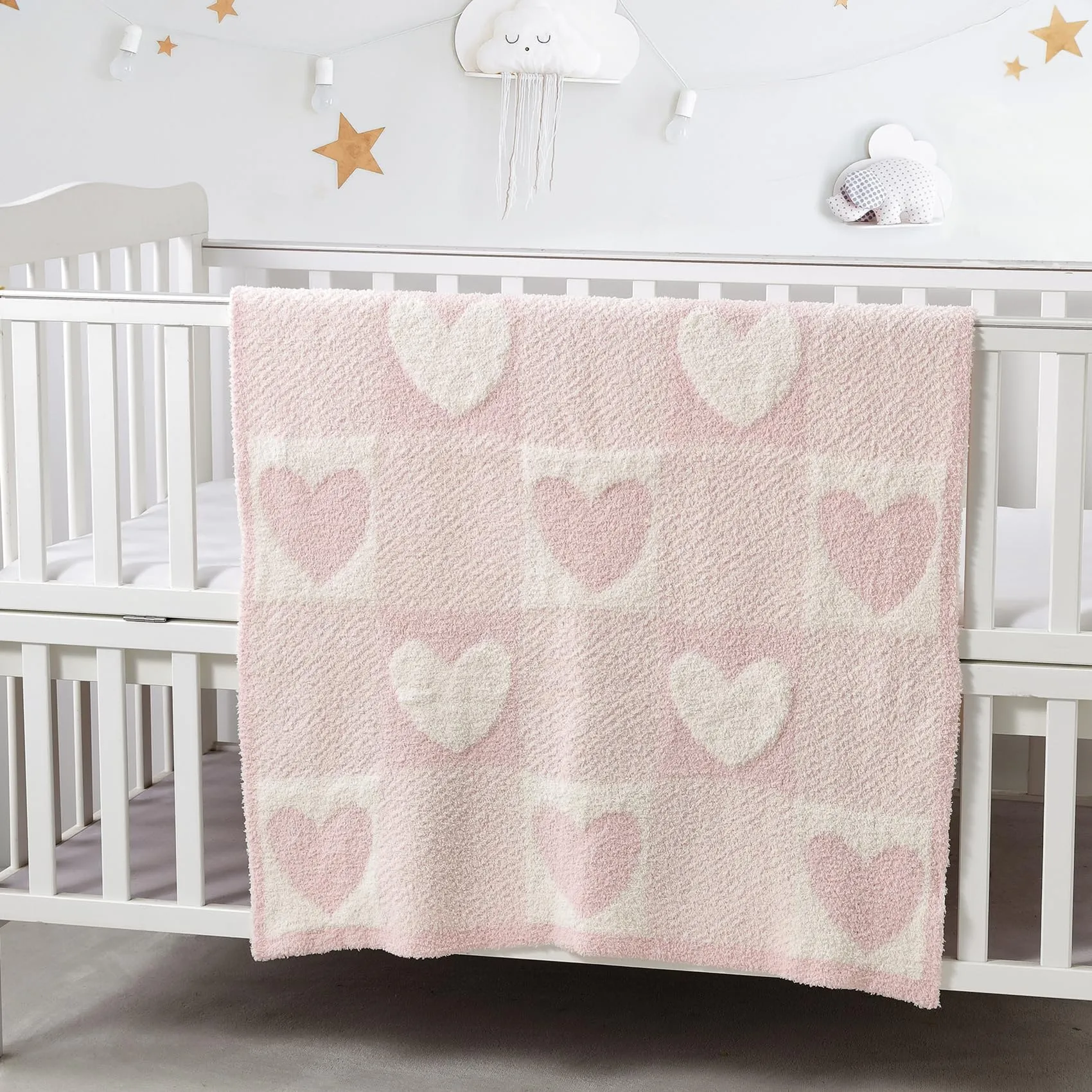 CREVENT Accogliente morbida e calda coperta per bambini in ciniglia per ragazze e ragazzi, essenziali per neonati, regalo di ricevimento – amore cuore 75 x 100 cm - immagine 2