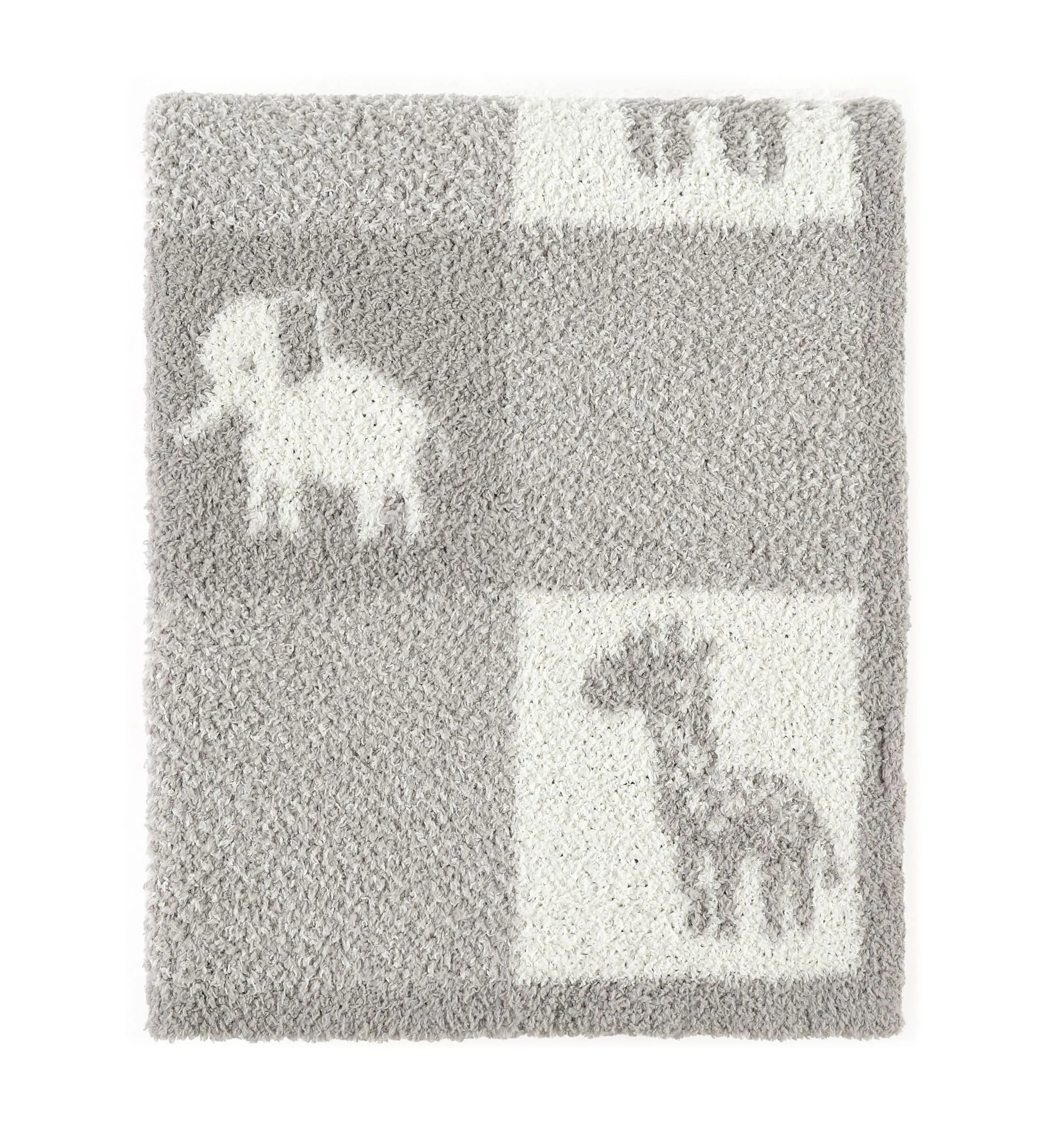 CREVENT Coperta in ciniglia morbida e calda da 30 x 40 pollici per bambine e bambini, essenziale per neonati, regalo per baby shower, colore grigio animale, 75 x 100 cm - immagine 1