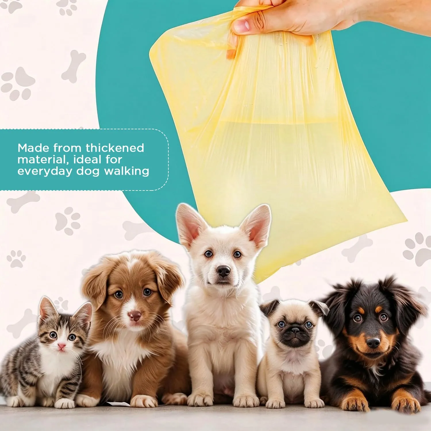 AiQInu 225 Pezzi Sacchetti Cane Cacca, Colorato Sacchetti per Cani, Portatili Bustine Canes, Sacchettis per Escrementi di Cane, 22 * 30cm (15 Rotoli, 15 per Rotolo) - immagine 3