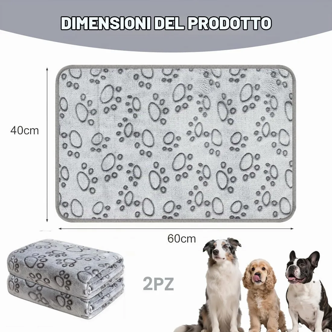 2 Pezzi Coperta Per Cani E Gatti In Flanella Antipelo, Ultra Morbida, Misure 60X40 cm, Coperta Cane E Gatto Calde E Lavabili, Ideali Per Tutte Le Stagioni - immagine 2