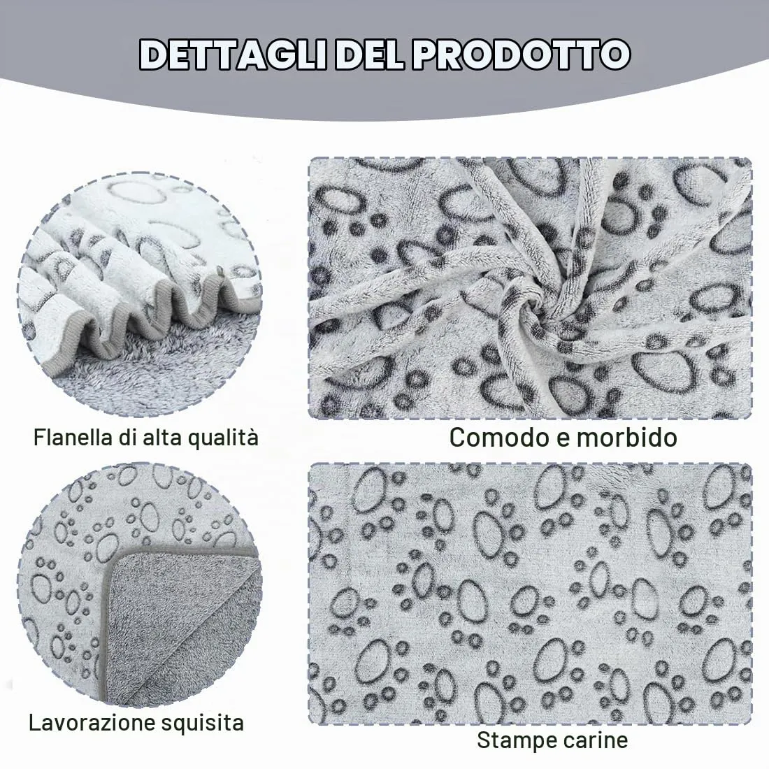 2 Pezzi Coperta Per Cani E Gatti In Flanella Antipelo, Ultra Morbida, Misure 60X40 cm, Coperta Cane E Gatto Calde E Lavabili, Ideali Per Tutte Le Stagioni - immagine 3