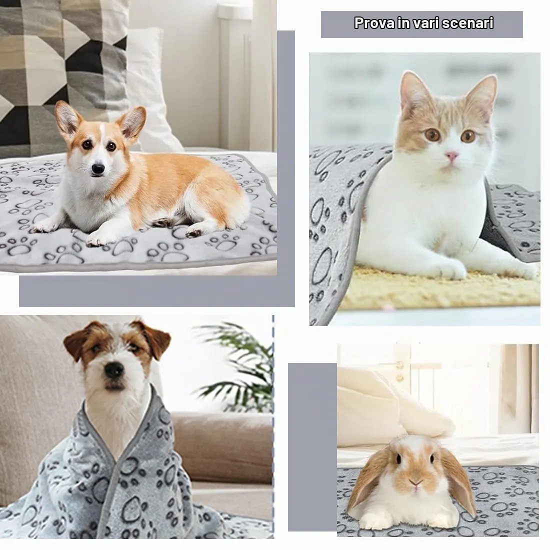 2 Pezzi Coperta Per Cani E Gatti In Flanella Antipelo, Ultra Morbida, Misure 60X40 cm, Coperta Cane E Gatto Calde E Lavabili, Ideali Per Tutte Le Stagioni - immagine 6