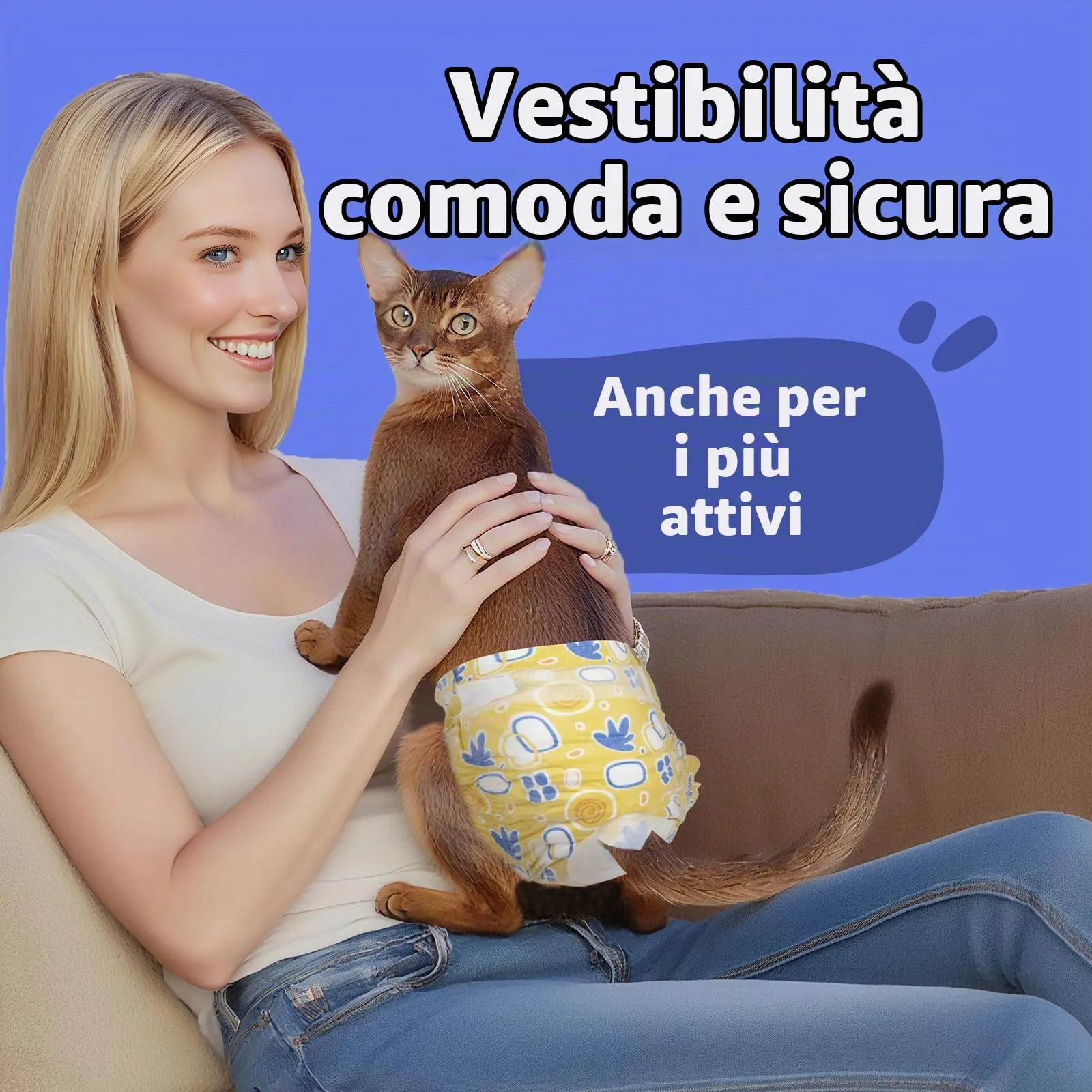 MICOOYO pannolini per gatti, pannolini per gatti super assorbenti con fori in schiuma regolabili, mutandine-pannolino usa e getta per cagne in calore (XS, 24 pezzi) - immagine 6