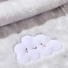 CREVENT 2 copertine da 75 cm x 100 cm, simpatiche, soffici, calde, per bambini, culla, passeggino, colore: grigio nuvola + animale lavorato a maglia grigio - immagine 6