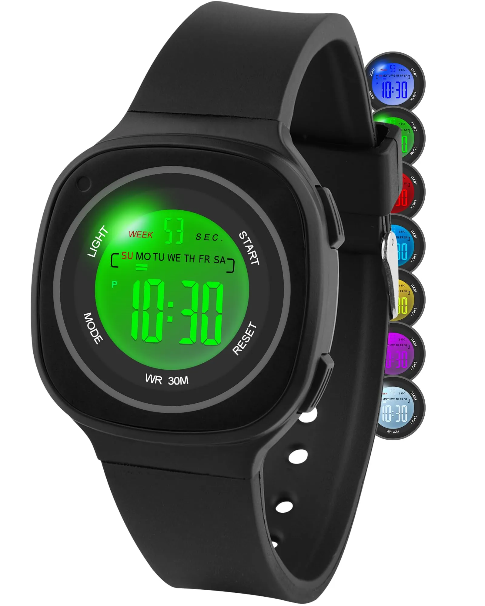 GUUMUXIN Orologio Digitale, 7 Luci Colorate, 3ATM Impermeabile, 5-15 Anni - immagine 1