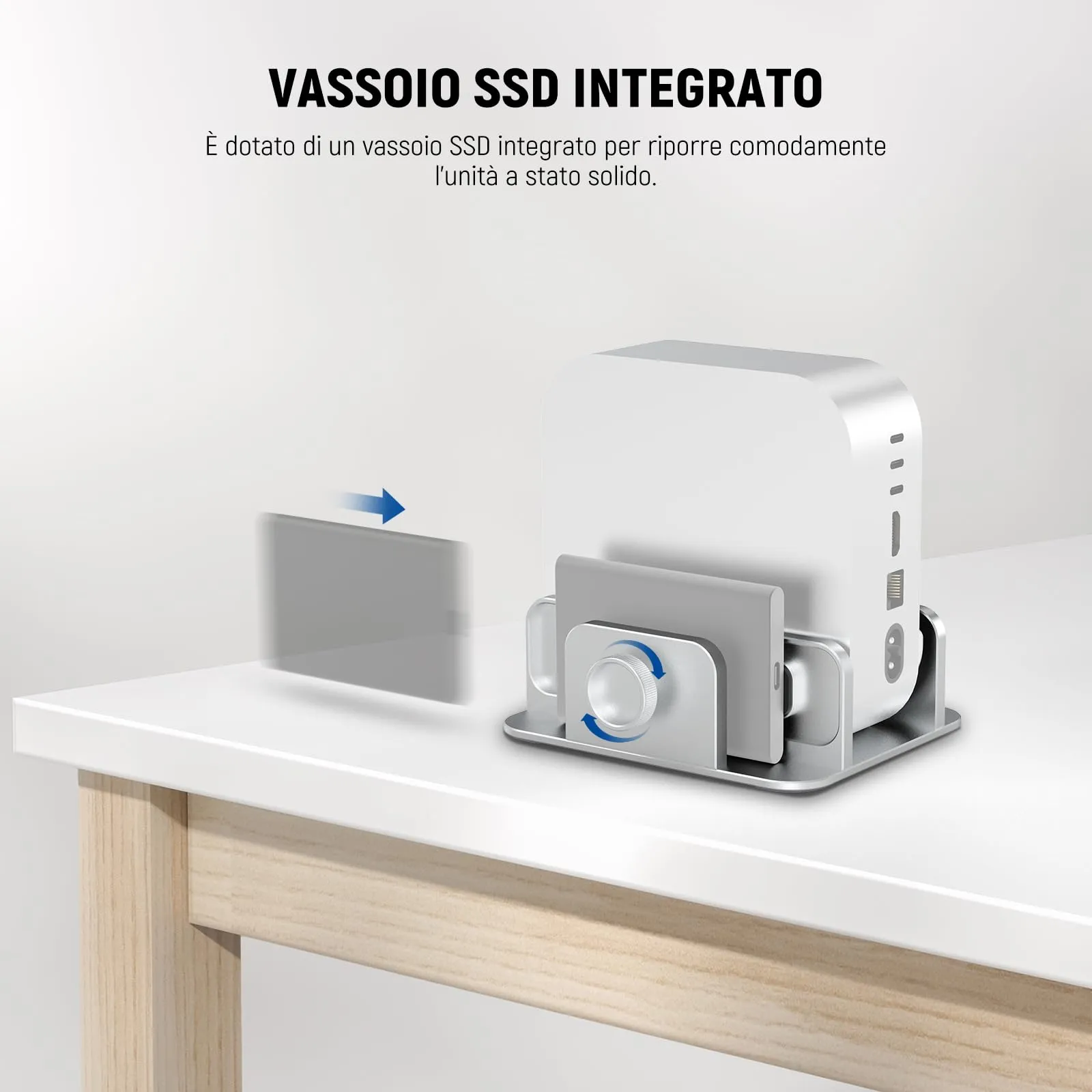 NEEWER BASICS Mac Mini supporto con supporto SSD, slot per PC in lega di alluminio, supporto verticale per rack dock, supporto da scrivania, accessori per computer, compatibile con Apple Mac mini con - immagine 4
