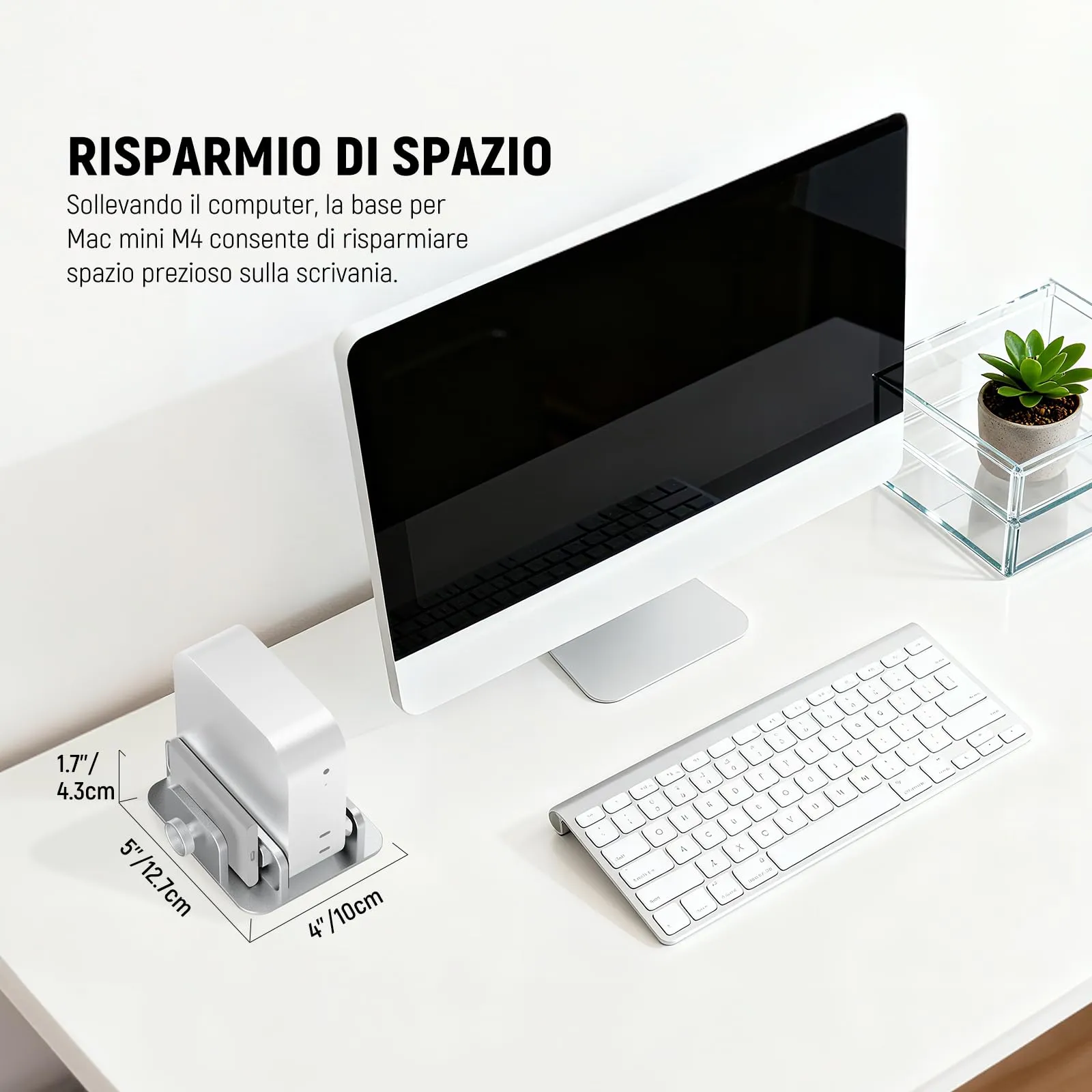 NEEWER BASICS Mac Mini supporto con supporto SSD, slot per PC in lega di alluminio, supporto verticale per rack dock, supporto da scrivania, accessori per computer, compatibile con Apple Mac mini con - immagine 5