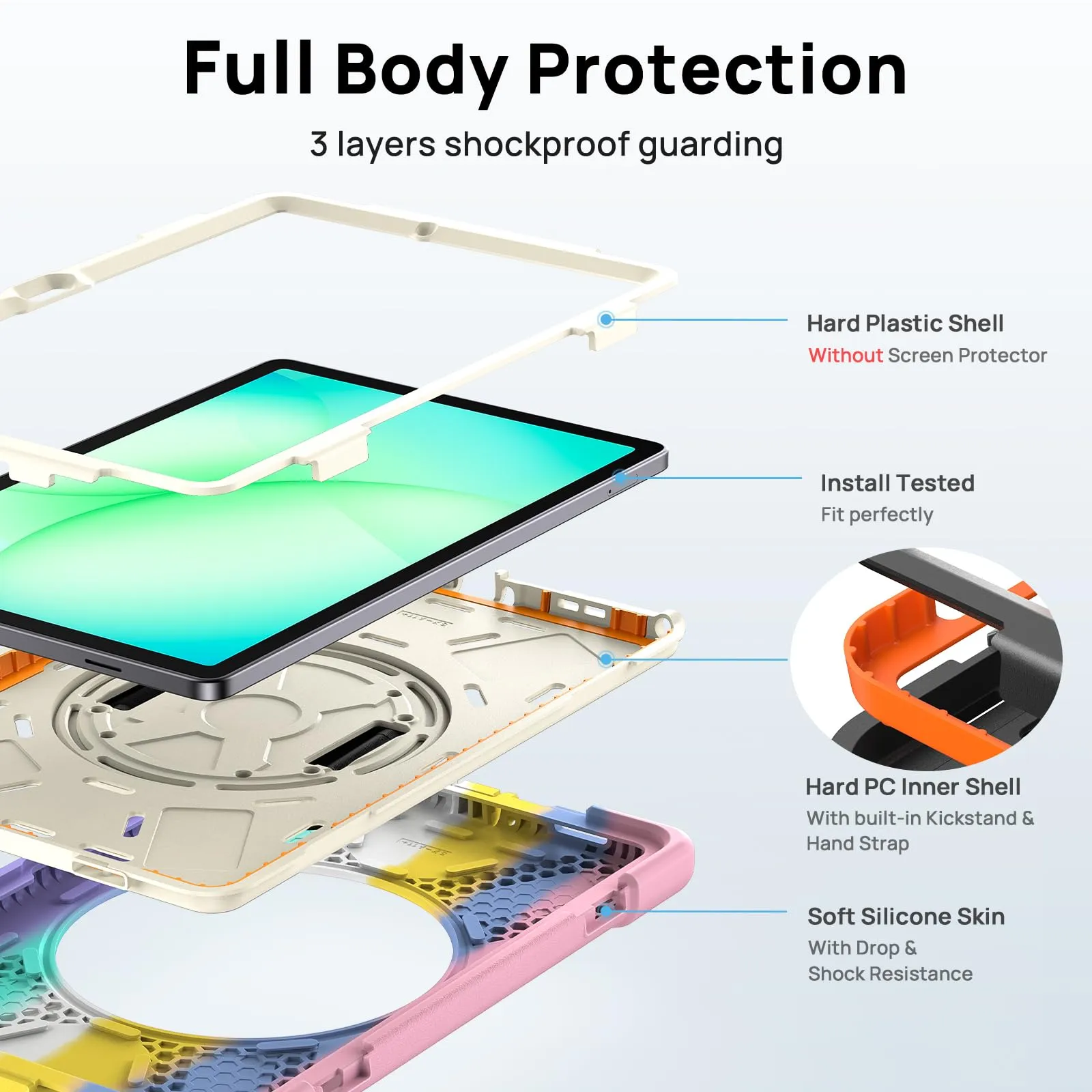 Gerutek Cover per Samsung Galaxy Tab A11+ / A11 Plus 11 Pollici, Arcobaleno - immagine 4