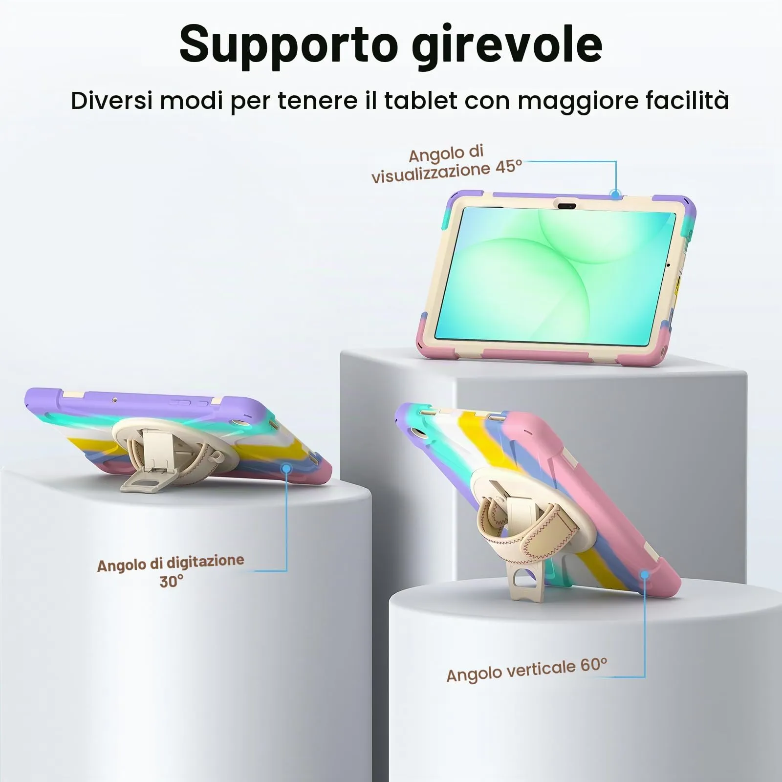Gerutek Cover per Samsung Galaxy Tab A11+ / A11 Plus 11 Pollici, Arcobaleno - immagine 6
