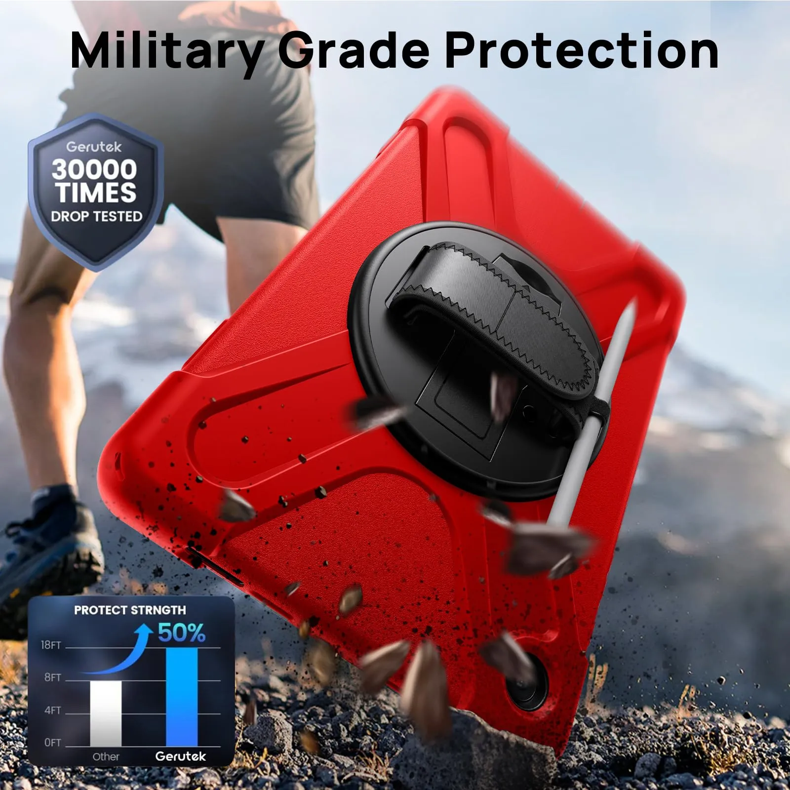 Gerutek Cover per Samsung Galaxy Tab A11+ / A11 Plus 11 Pollici, Rosso - immagine 3