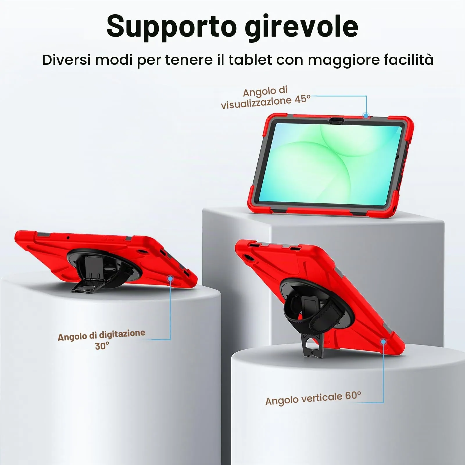Gerutek Cover per Samsung Galaxy Tab A11+ / A11 Plus 11 Pollici, Rosso - immagine 6