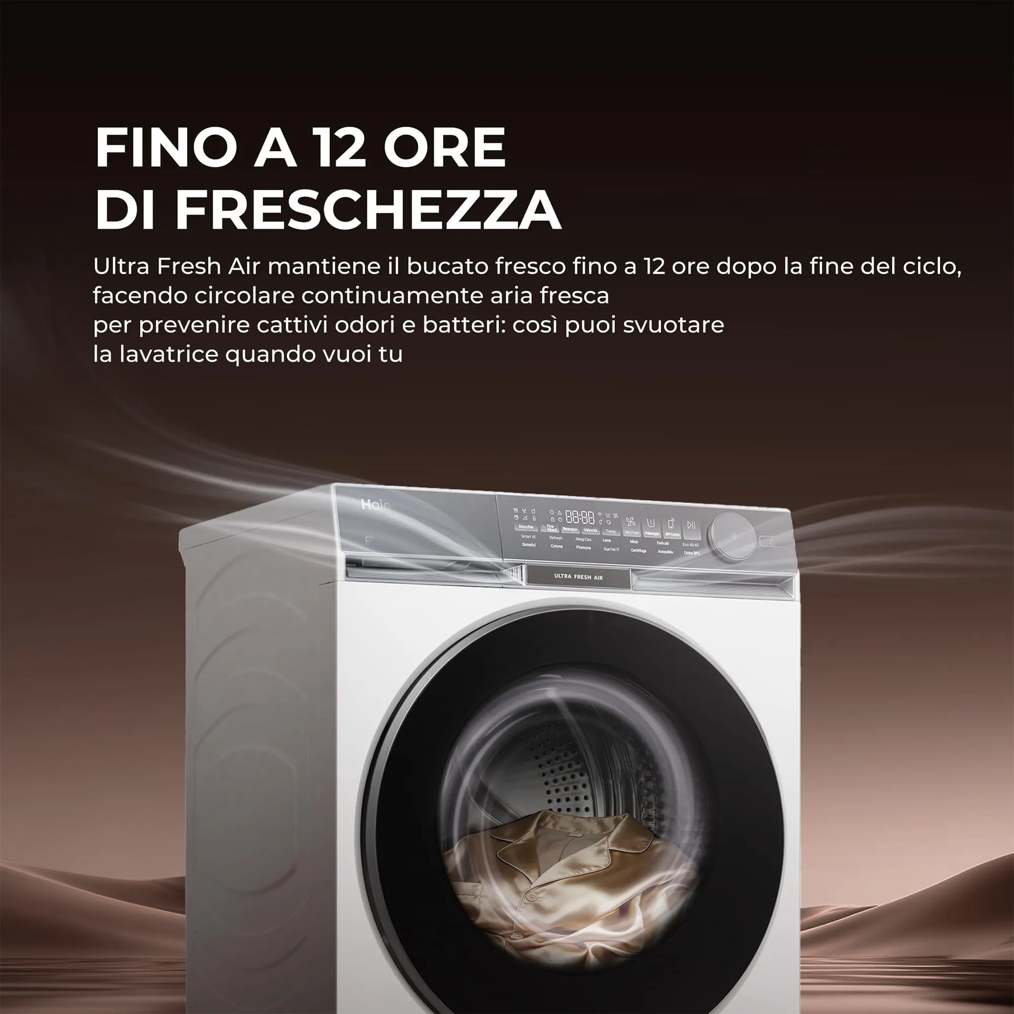 Haier X Serie 9 Lavatrice 10 Kg, Libera Installazione, Carica Frontale, Classe A-30%, 1400 Giri, Ultra Fresh Air e Ciclo Refresh a Vapore, Wi-Fi con App hOn, 85x60x62 cm, Bianca – HW100-B14387U-IT - immagine 3