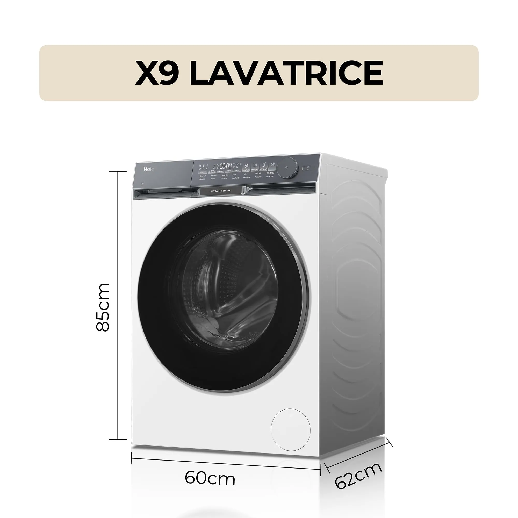 Haier X Serie 9 Lavatrice 10 Kg, Libera Installazione, Carica Frontale, Classe A-30%, 1400 Giri, Ultra Fresh Air e Ciclo Refresh a Vapore, Wi-Fi con App hOn, 85x60x62 cm, Bianca – HW100-B14387U-IT - immagine 7