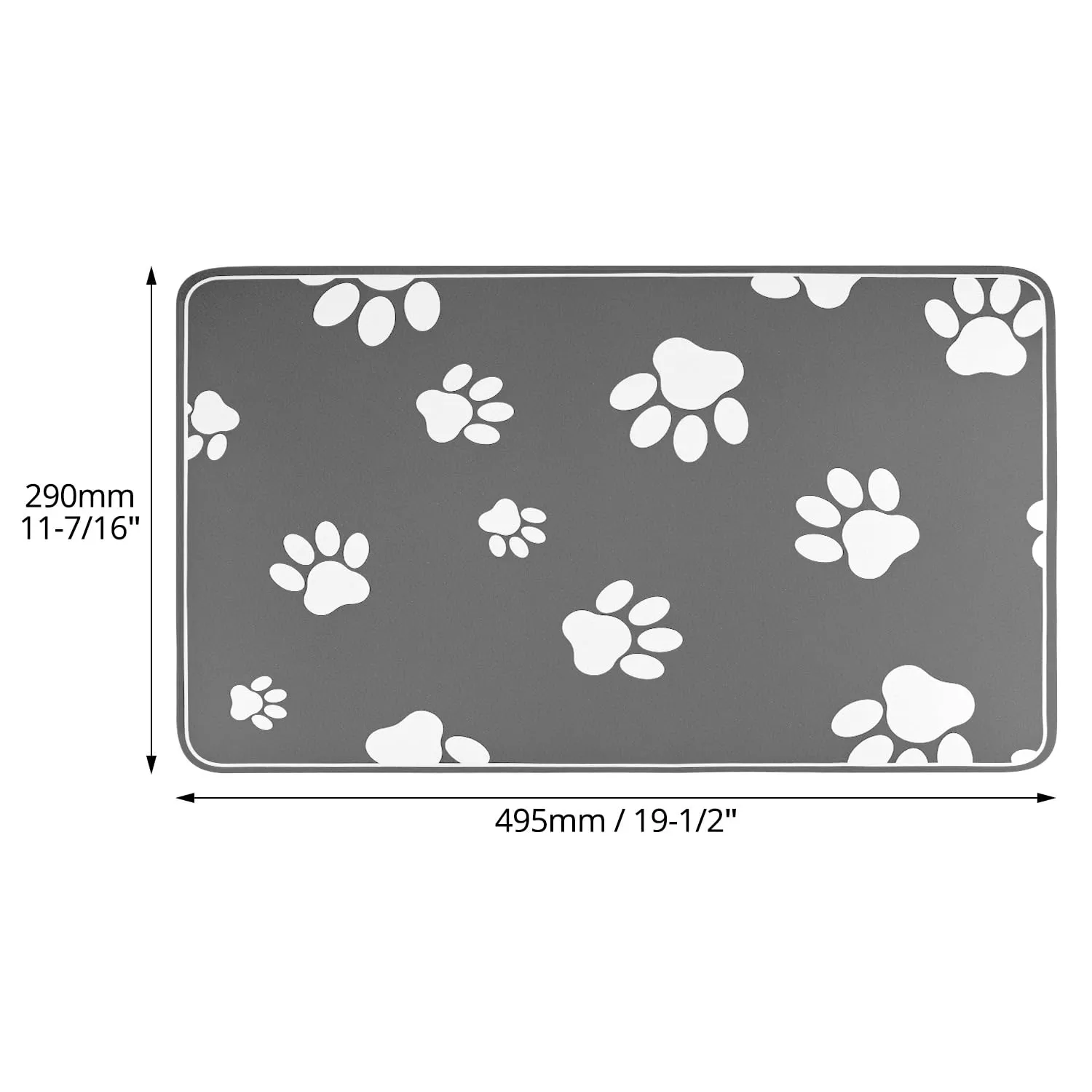 QWORK® 30x50 cm Tappetino per ciotola per cibo per animali domestici, tappetino per ciotola assorbente per cani e gatti, facile da pulire, antiscivolo, grigio - immagine 6